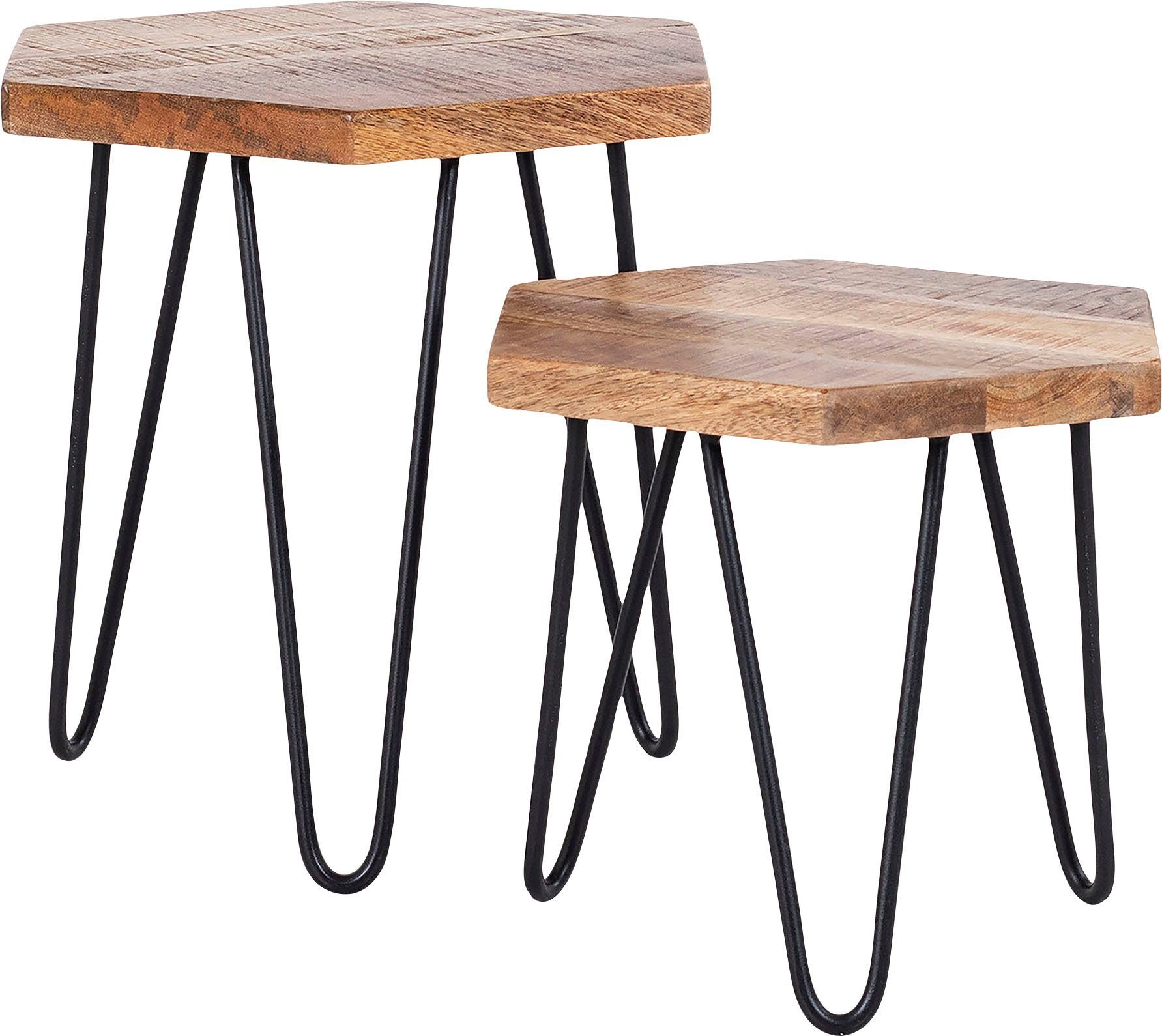 byLIVING Bijzettafel Elea van massief hout, bestaand uit 2 tafels