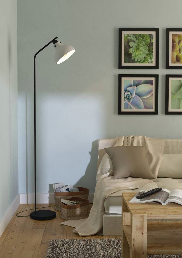 EGLO Staande lamp MATLOCK Vloerlamp, metaal in zwart en grijs, lamp woonkamer, E27 fitting (1 stuk)