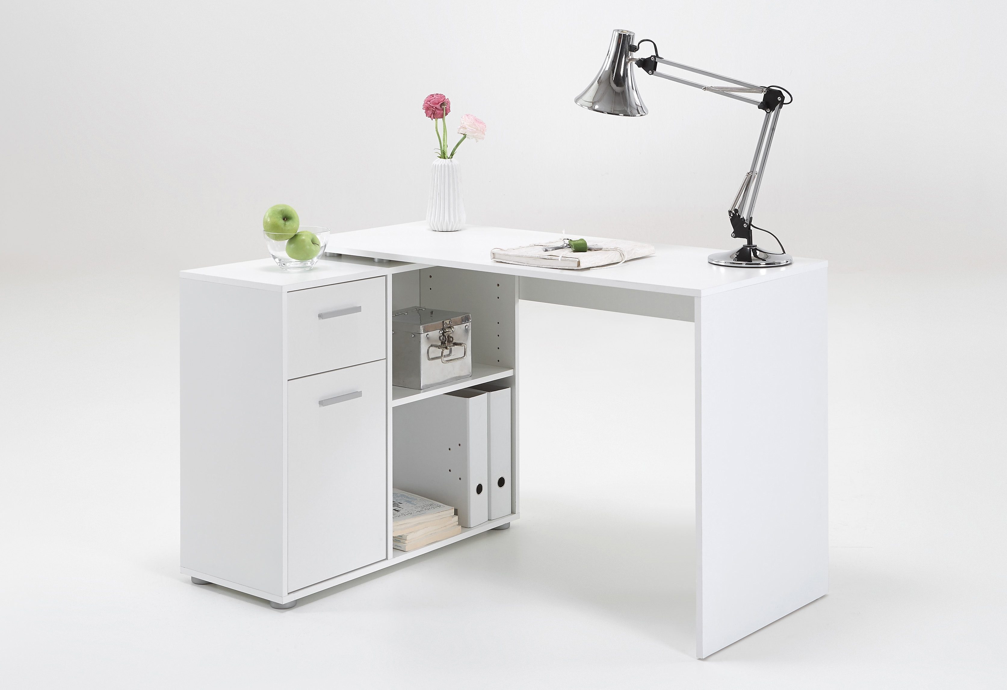 FMD Hoekbureau AUGSBURG Bureau/sideboard met opbergruimte, aan beide zijden te monteren, 117/148 cm