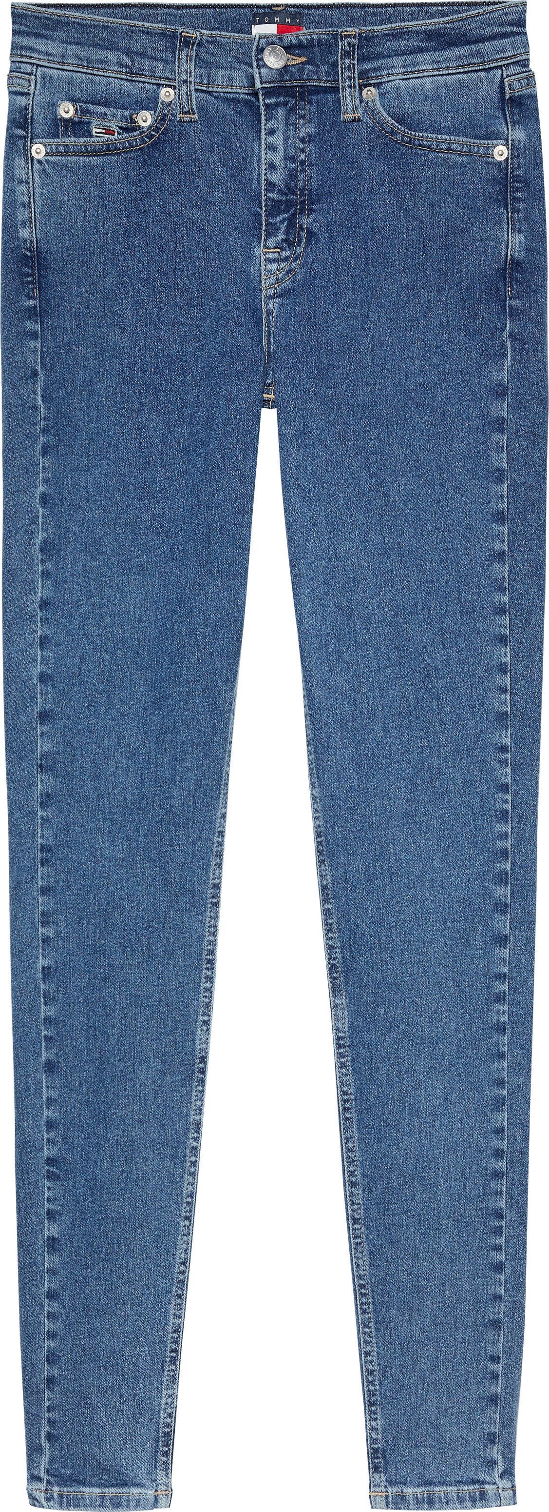 TOMMY JEANS Skinny fit jeans Nora Mid Rise Skinny Fit met wasbeurt met logo-badge