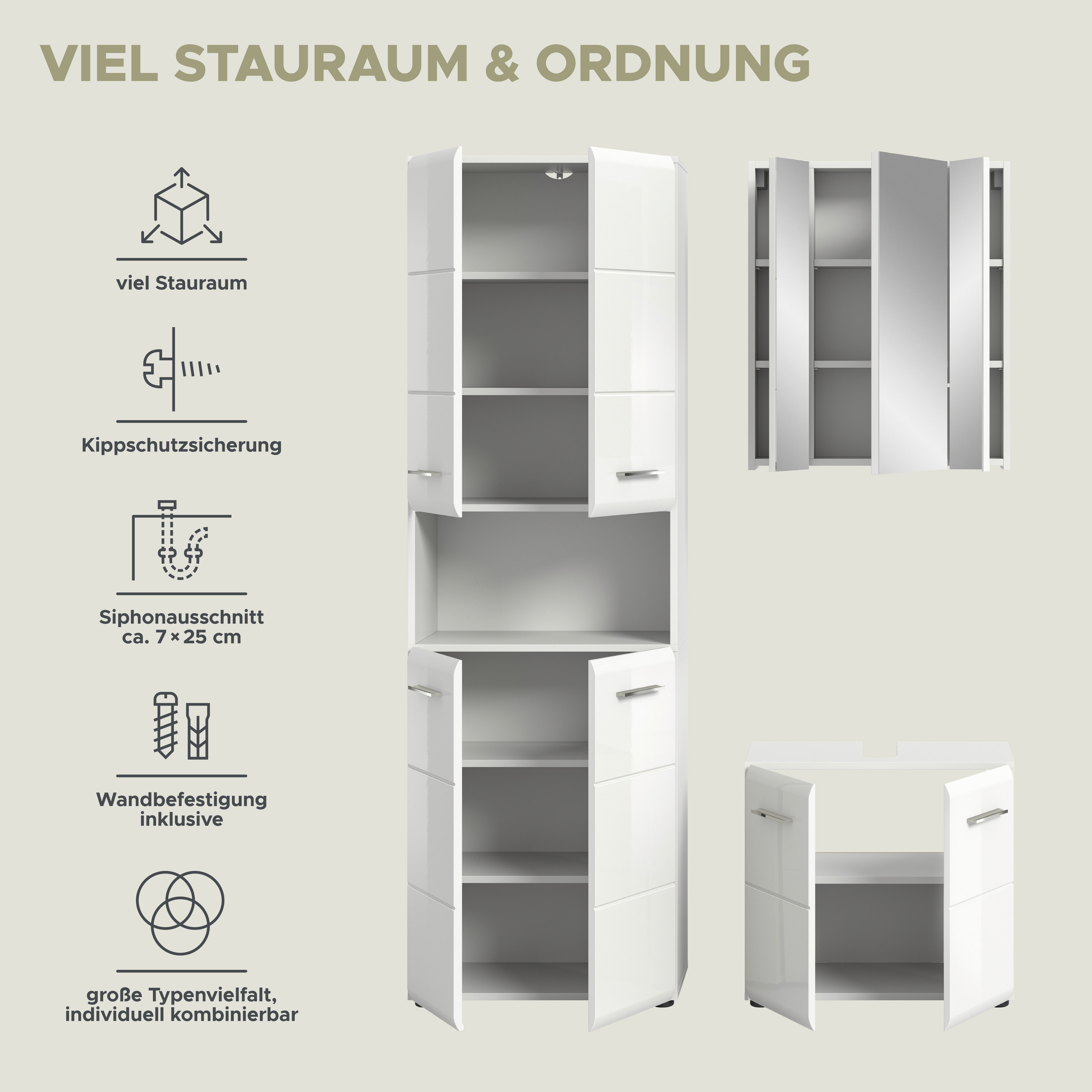 INOSIGN Badmeubelset FLORENZ, TOPSELLER!, 3-delige badcombinatie, hoogwaardige MDF-front