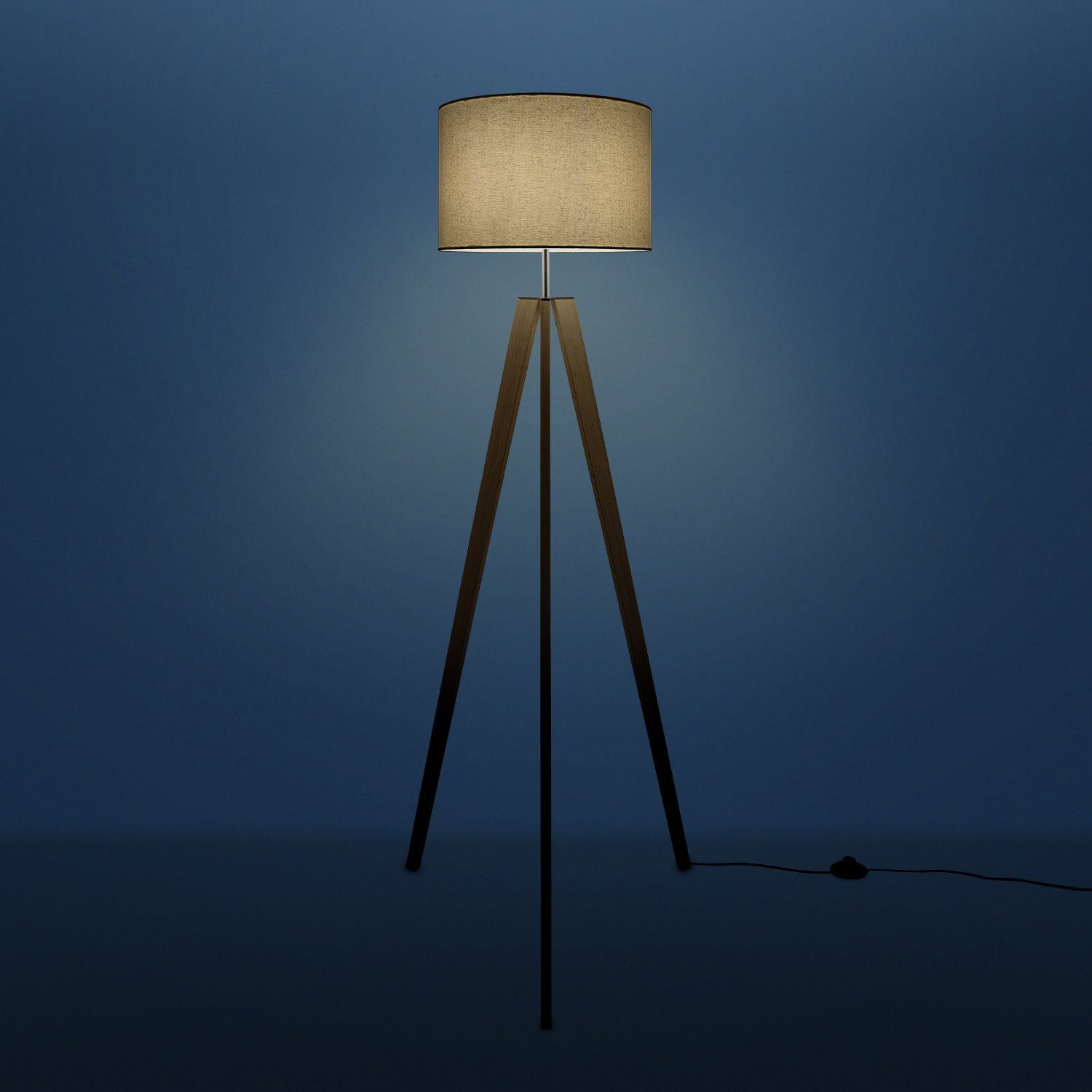 Paco Home Staande lamp Canvas uni Color Vloerlamp vintage voet LED lamp woonkamer Scandinavisch ontwerp E27