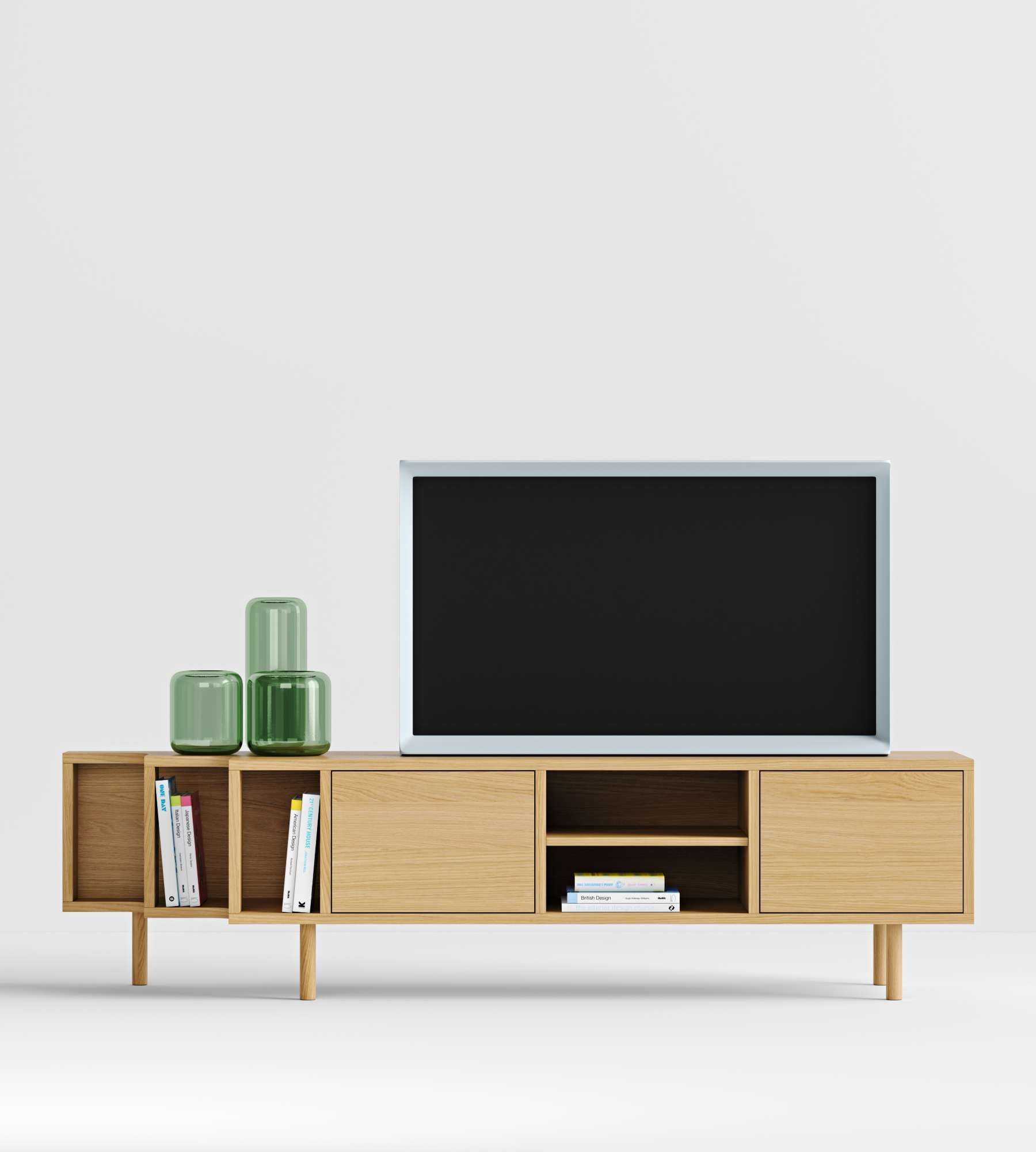 Woodman Tv-meubel Shift met echt houtfineer van eiken, breedte 189 cm, met push-to-open