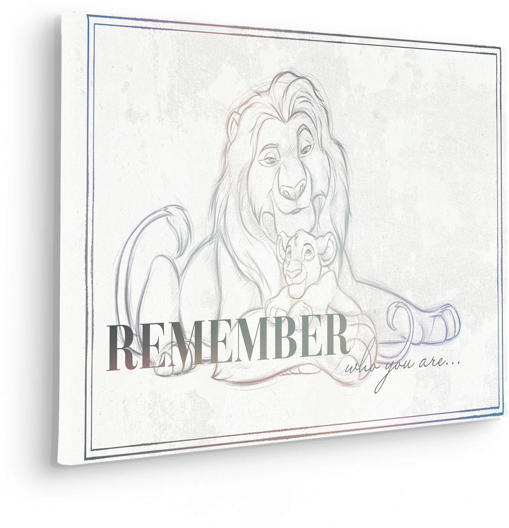 Komar Artprint op linnen Lion King Be Yourself - Afmeting 40 x 60 cm Canvasdoek met echt houten frame, kinderkamer (1 stuk)