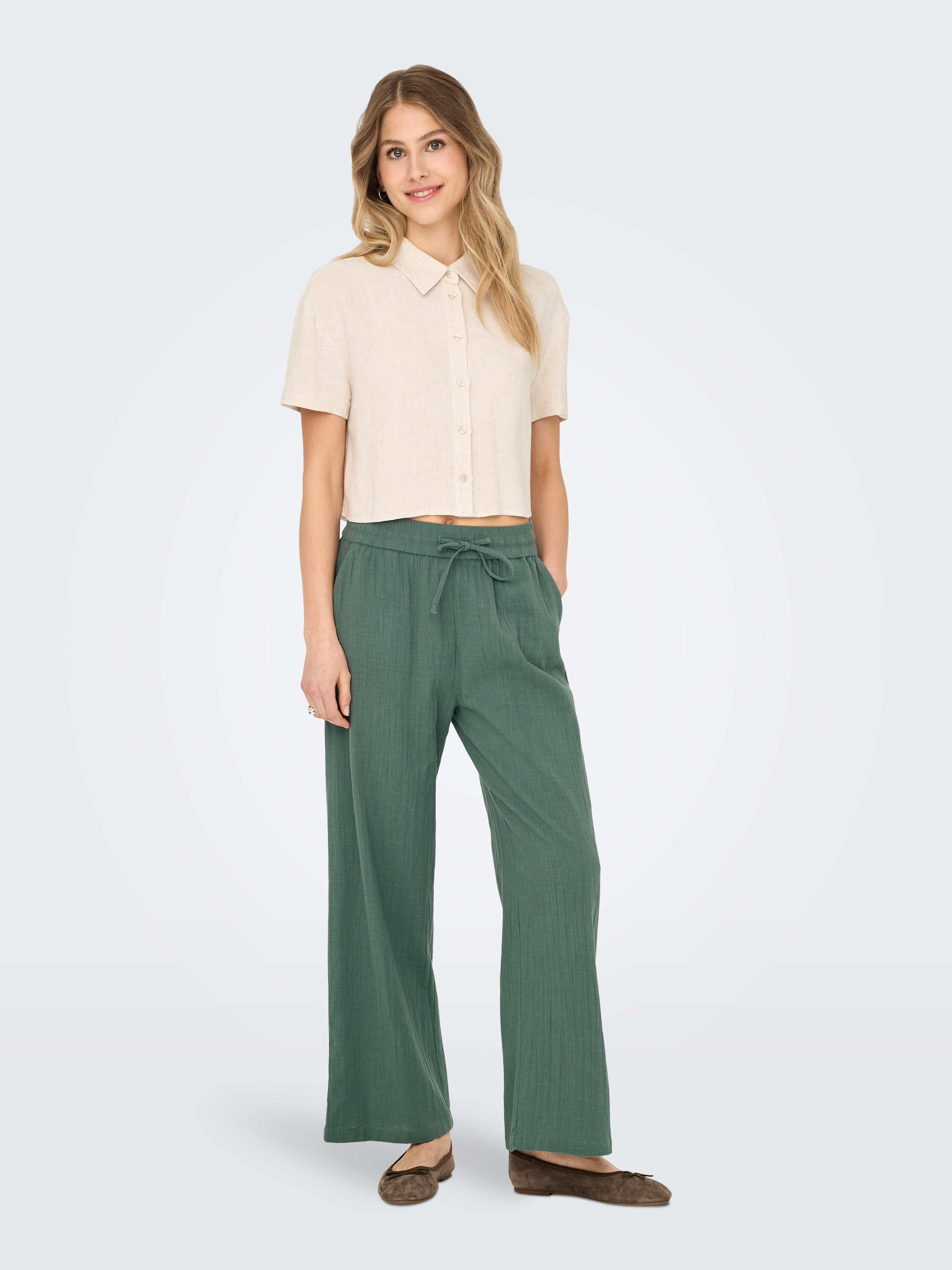 Only Comfortbroek ONLTIZANA COTTON LOOSE PANTS WVN