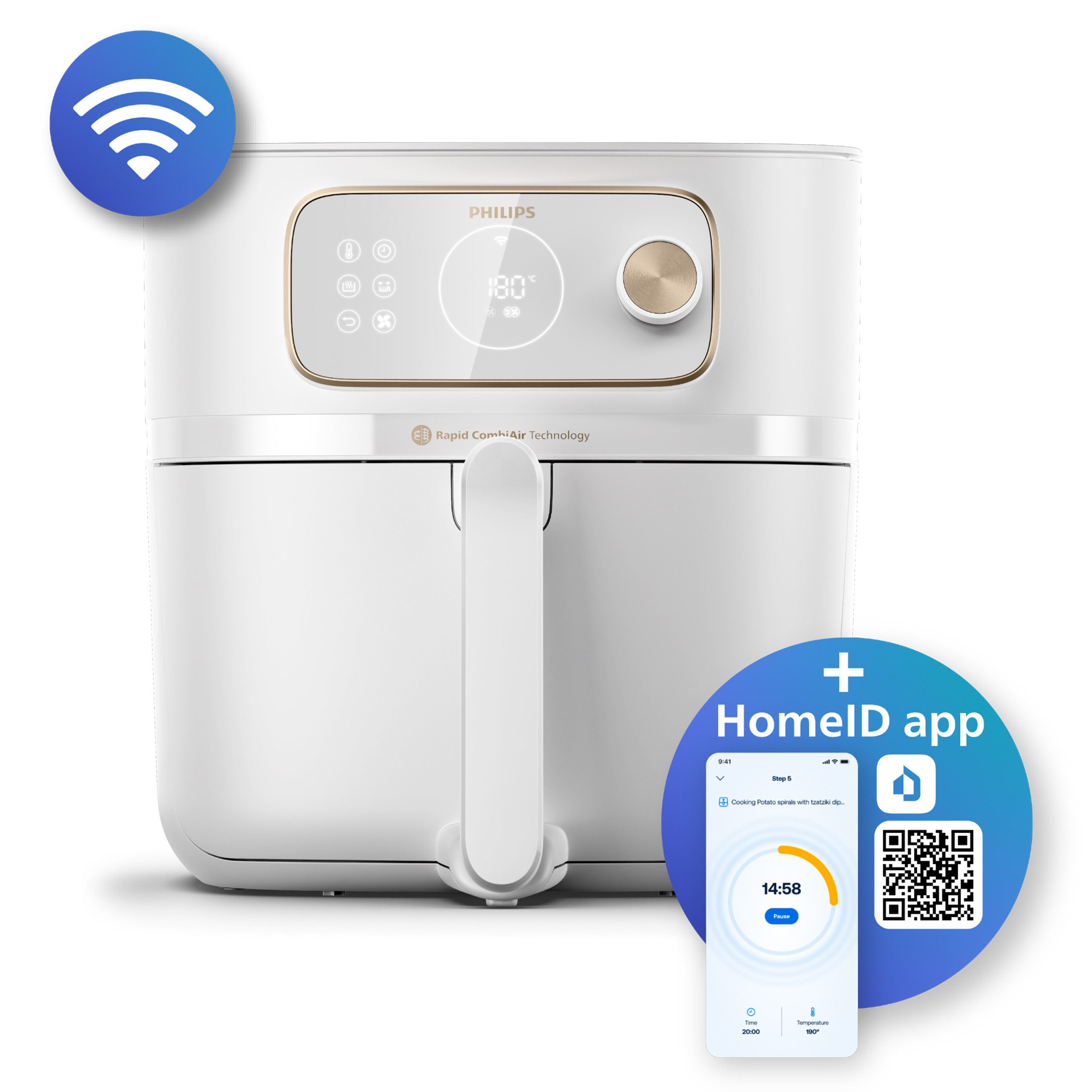 Philips Airfryer XXL Kombi HD9876/90, met 8,3 l, Rapid CombiAir technologie