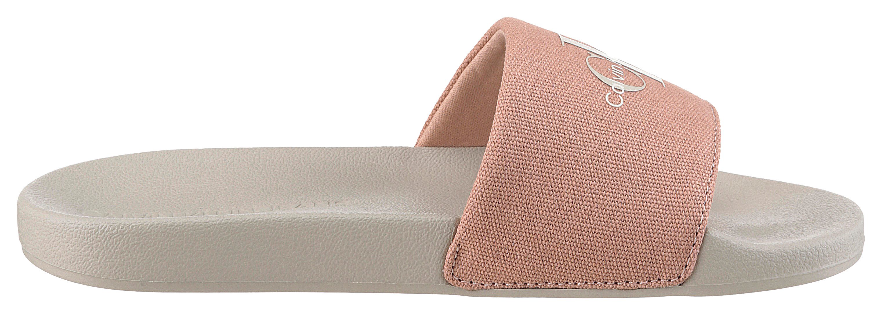 Calvin Klein Slippers SLIDE MONOGRAM WMNS , badschoen, slippers, zomerpantolette, strandschoen om in te stappen