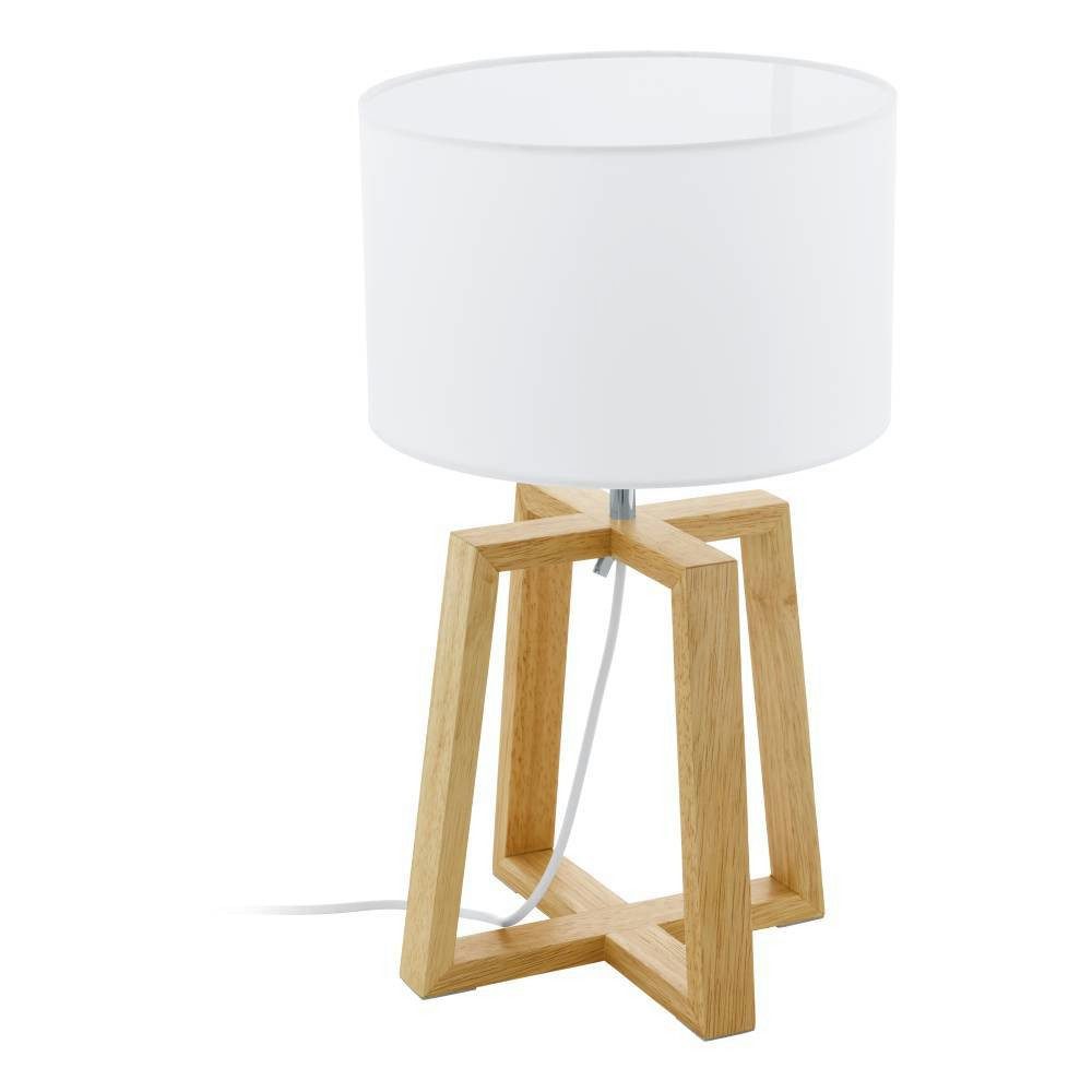 EGLO Tafellamp CHIETINO 1 Tafellamp, staal, hout en textiel, E27, nachtkastlamp (1 stuk)