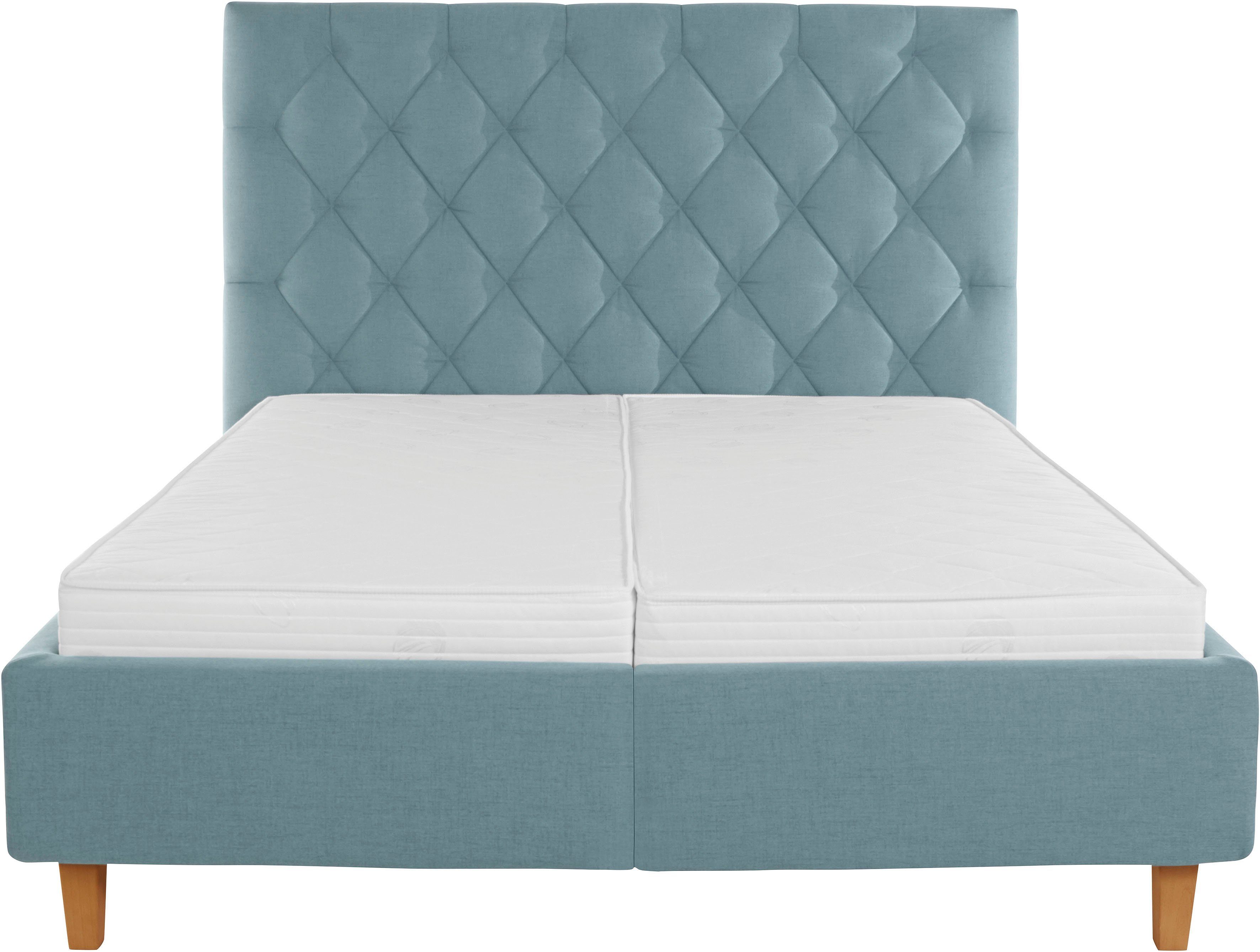 Guido Maria Kretschmer Home&Living Gestoffeerd bed Sunley 140 Kruisstiksel, hoofdbordhoogte 142 cm, zonder of met matras/lattenbodem