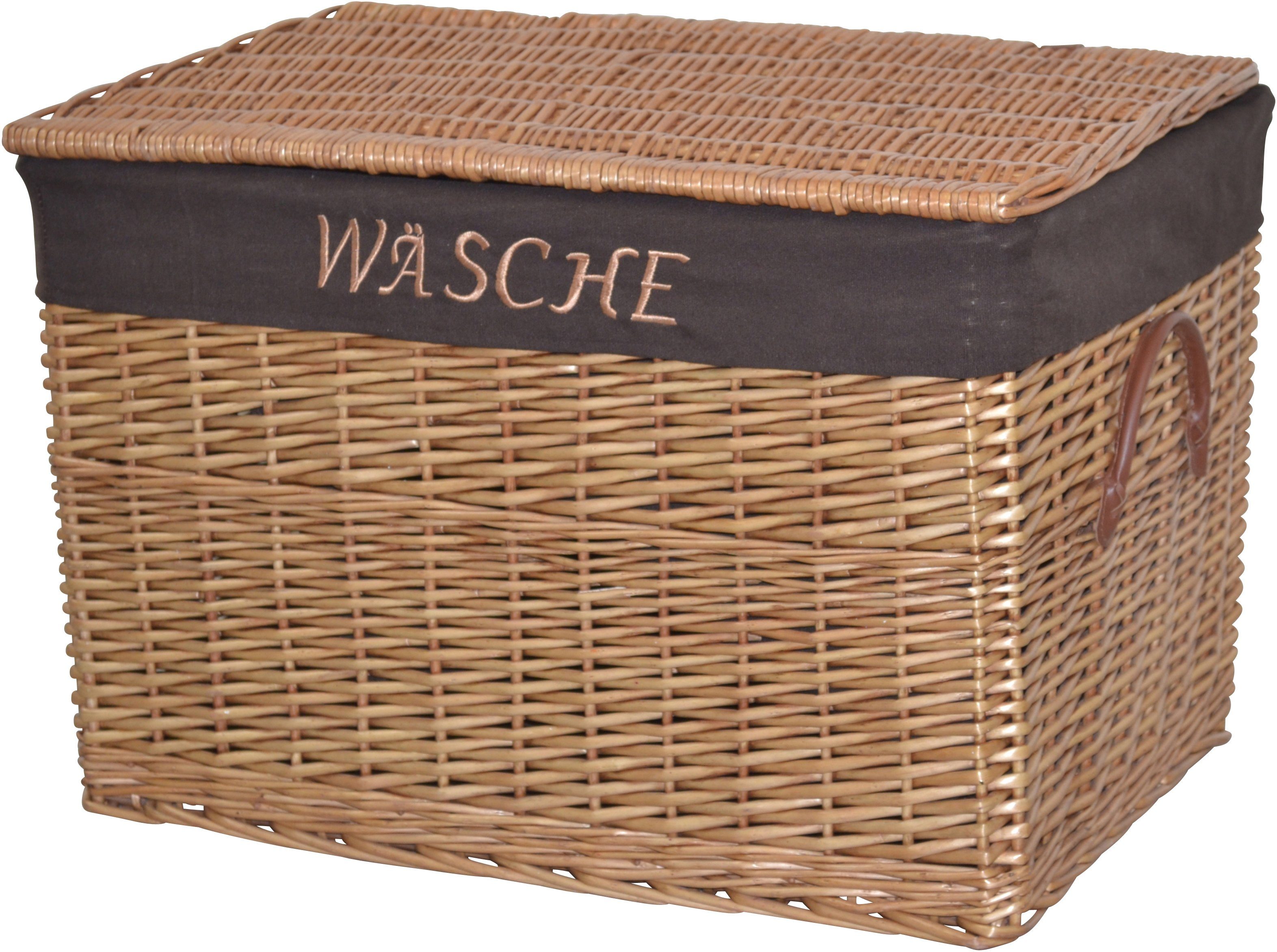 HOFMANN LIVING AND MORE Wasmand van wilg, met de hand gemaakt, met uitneembare stofinzet, 60x42x41cm wasmanden beige