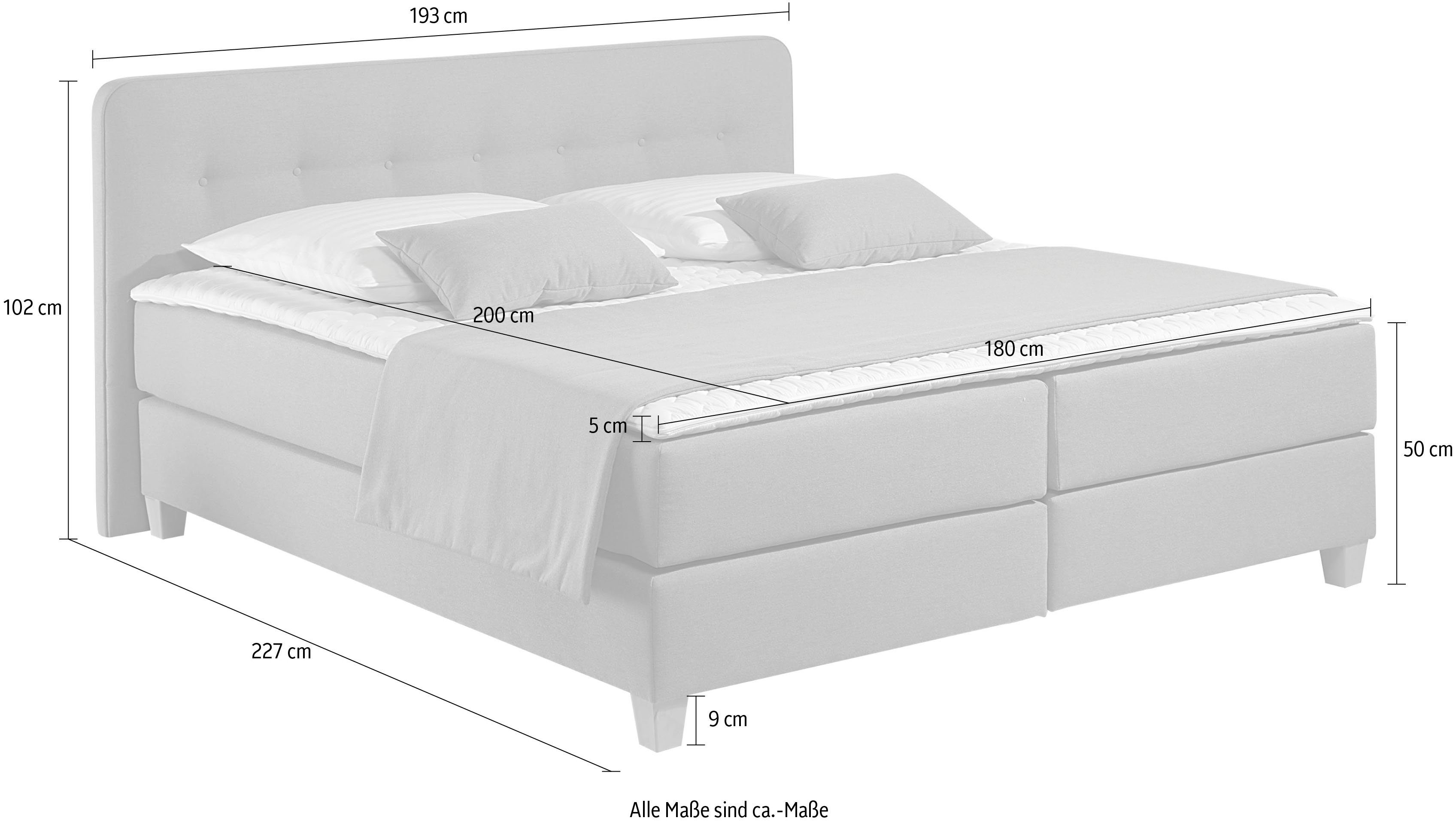Home affaire Boxspring Fargo in extra lang 220 cm, met topmatras, 3 uitvoeringen, 4, breedten