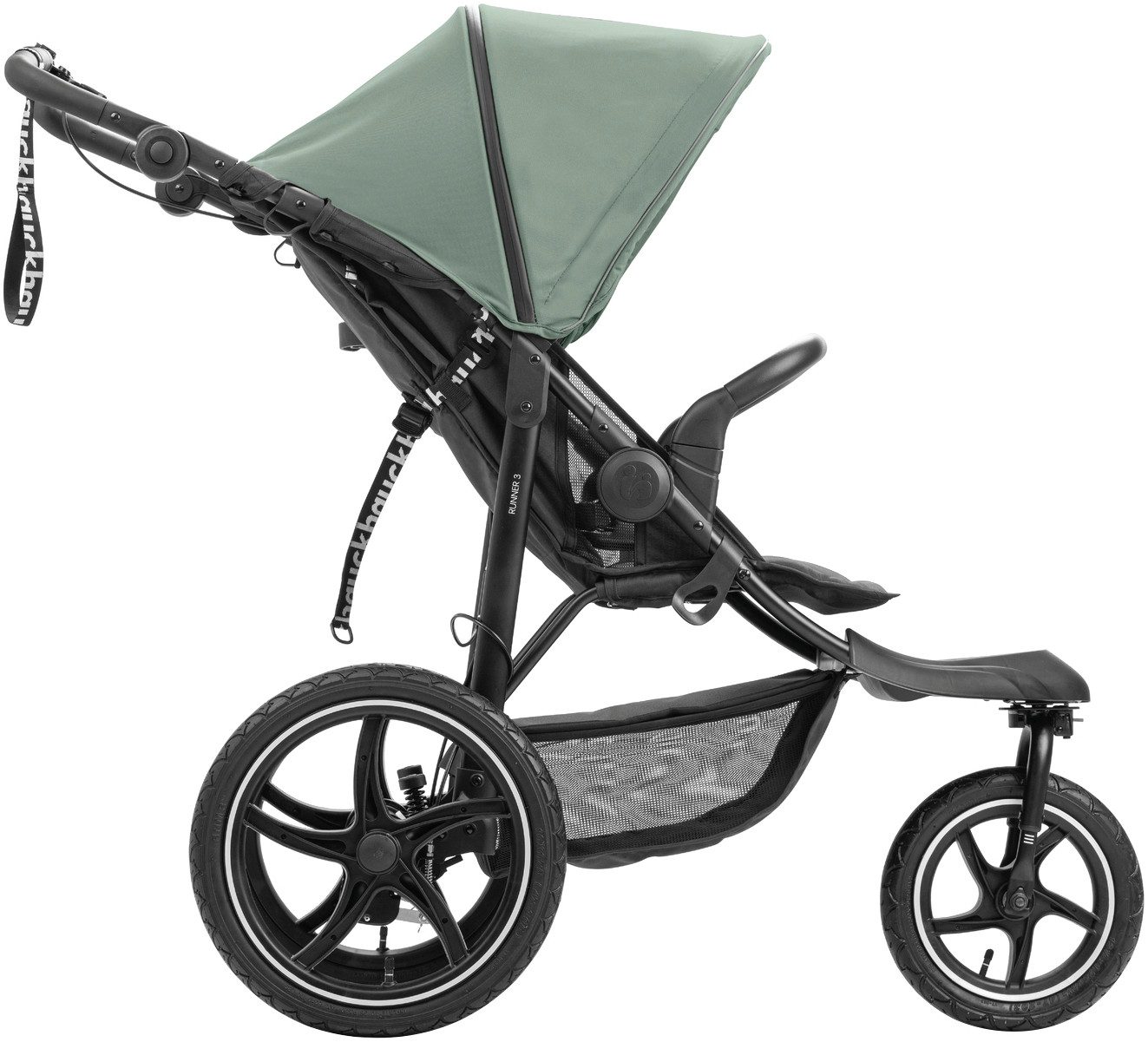 Hauck Kinderwagen met drie wielen Runner 3, Jungle Green met xxl-luchtwielen en handrem, tot 22 kg belastbaar