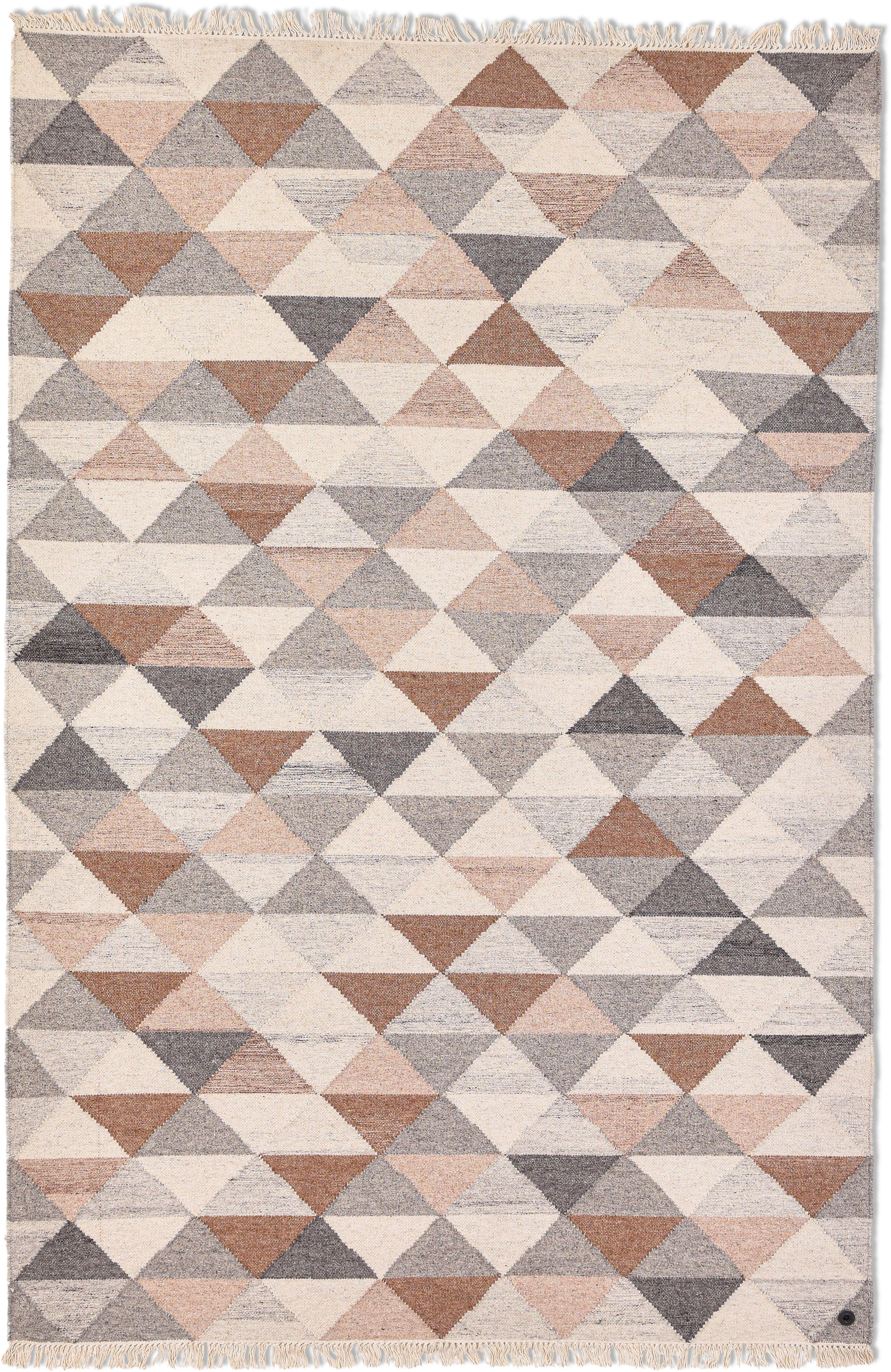 TOM TAILOR HOME Vloerkleed Triangle Kelim met de hand geweven, met franje, boho-stijl