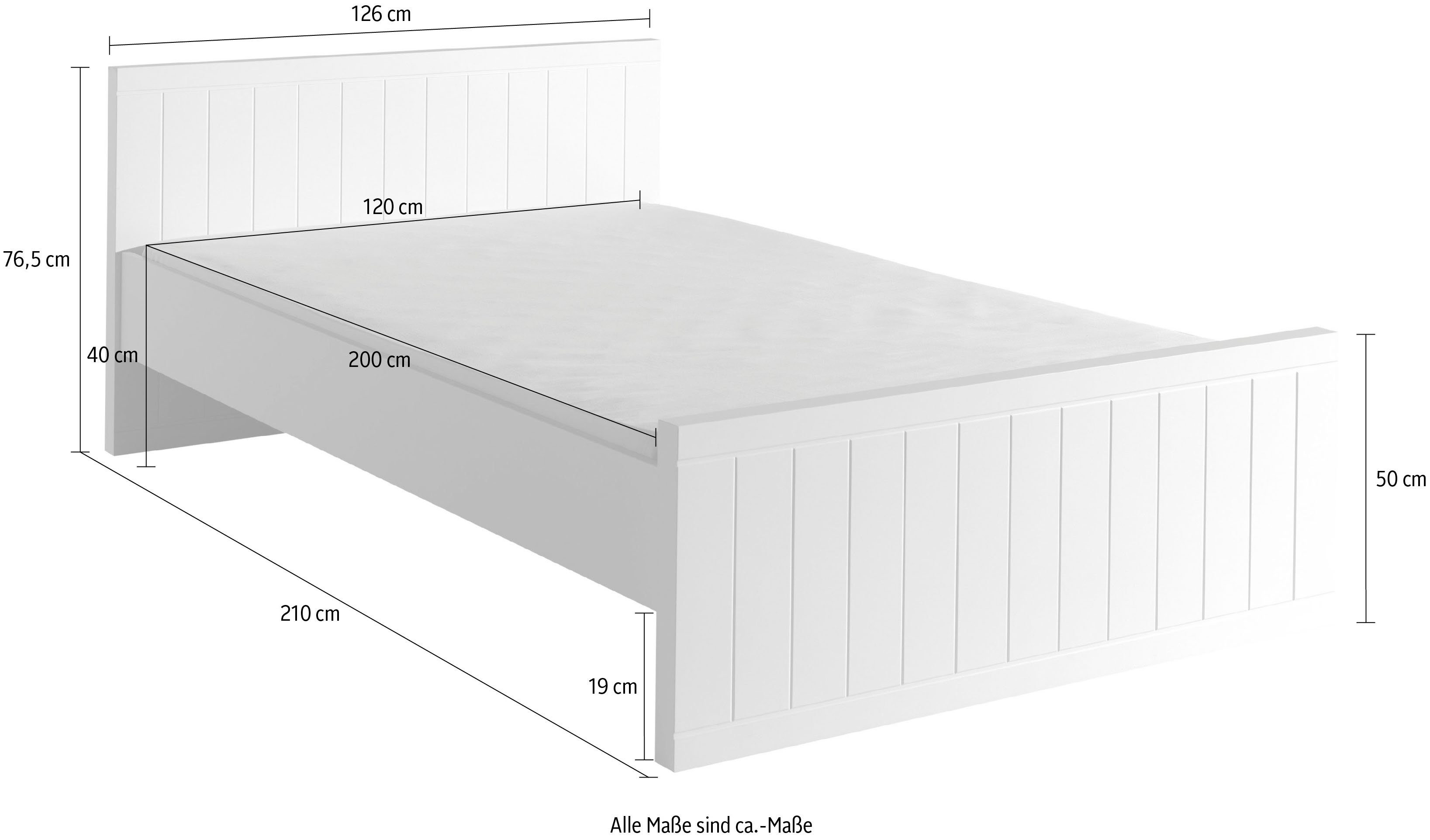 Vipack 1-persoonsledikant Moderne 1-persoons met 120 x 200 cm ligoppervlak, wit gelakt