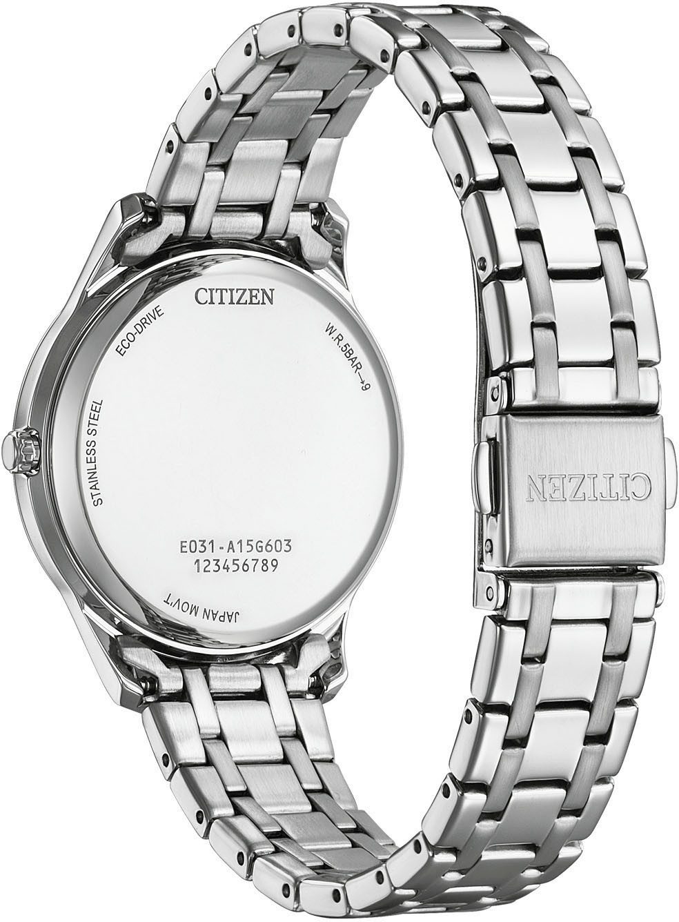 Citizen Solarhorloge Polshorloge, dameshorloge, roestvrijstalen band, batterijontladingsindicator