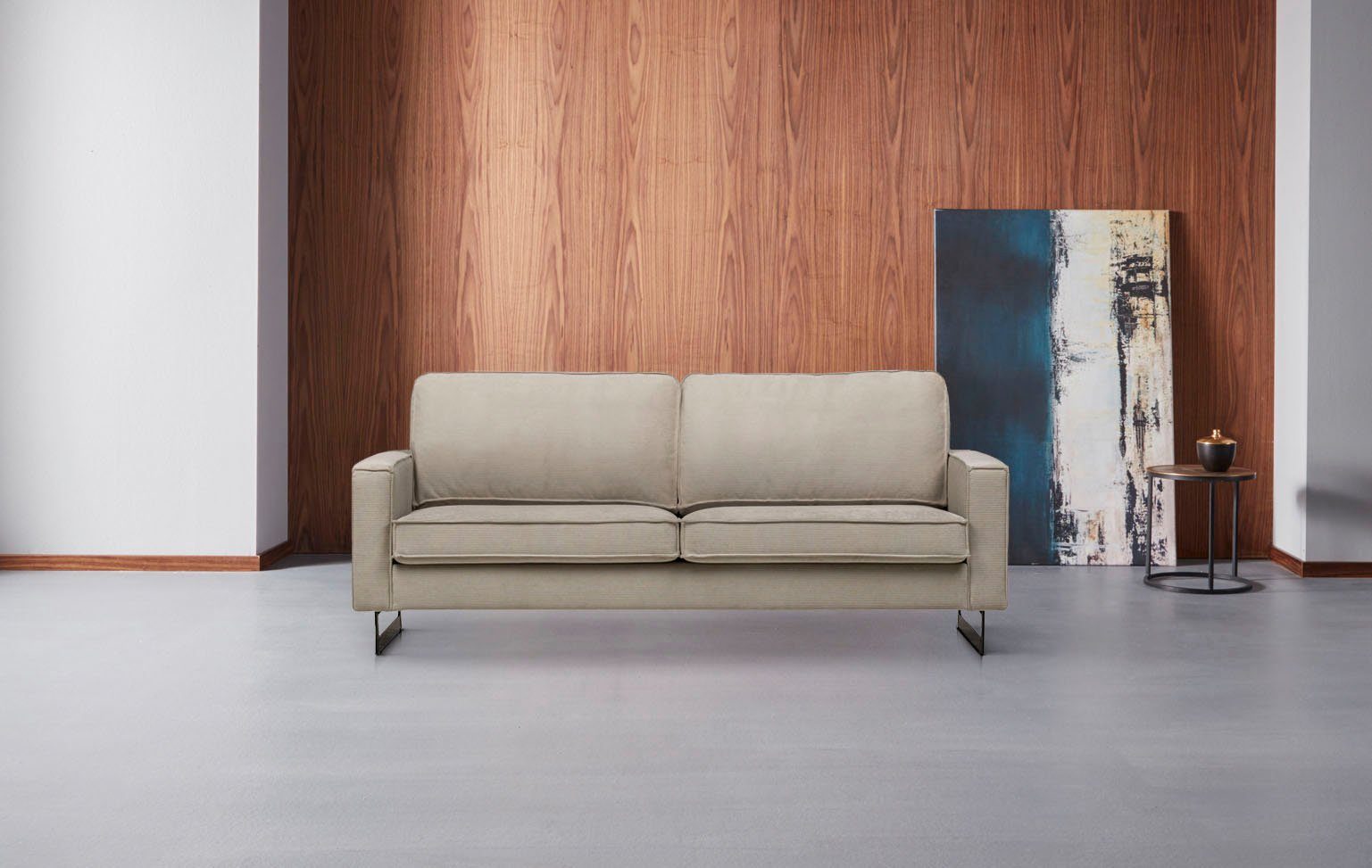Places of Style 3-zitsbank Pinto, 206 cm, cord, chenille, leerlook