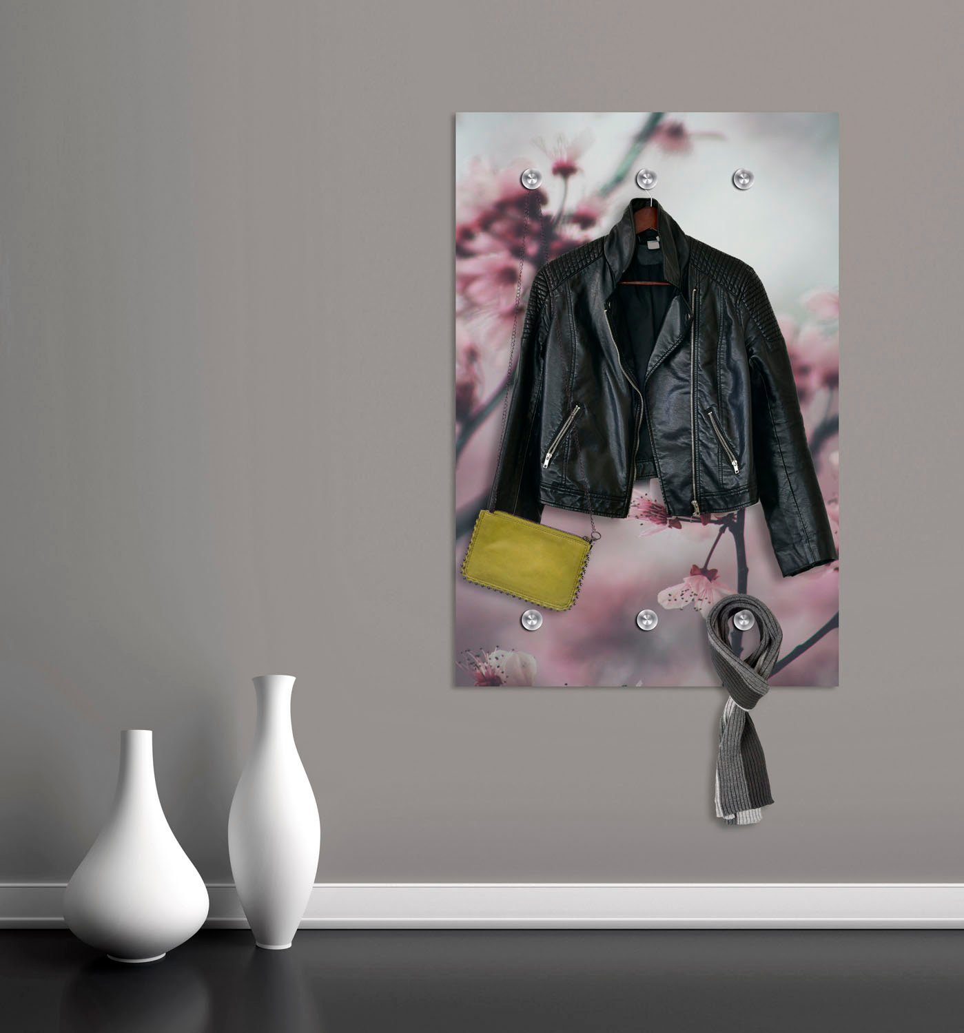 queence Kapstok Bloemen met 6 haken, 80 x 120 cm