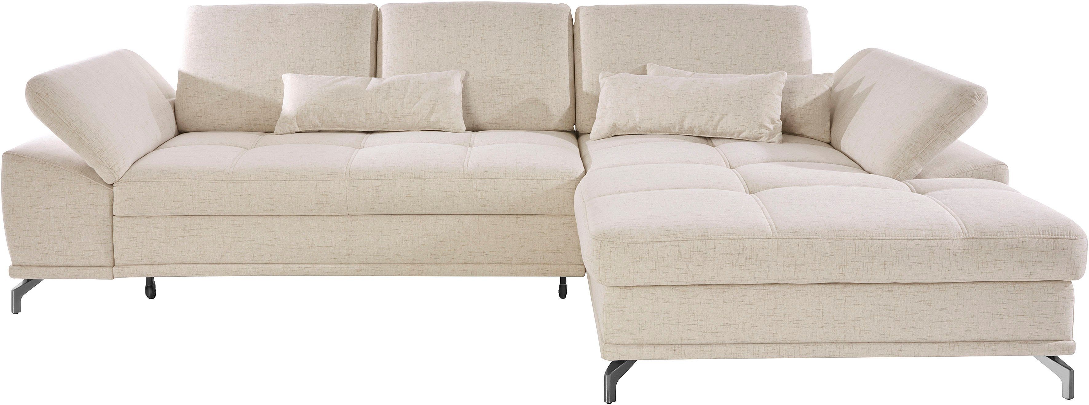 Places of Style Hoekbank Costello L-vorm, met zitdiepteverstelling, armleuningverstelling en