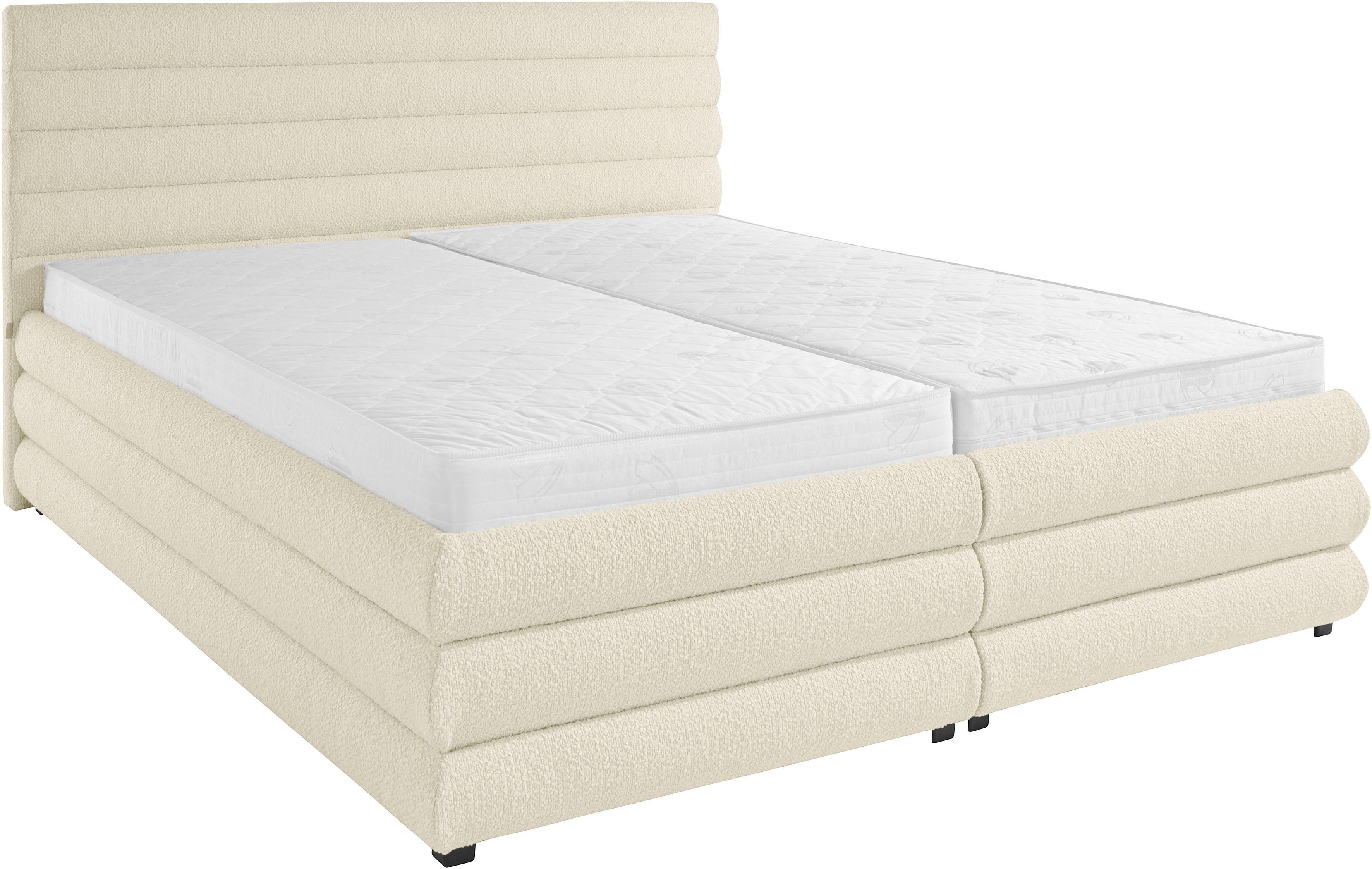 LeGer Home by Lena Gercke Gestoffeerd bed Maylis bouclé naar keuze met en zonder matras en lattenbodem, ook in 200 cm breedte