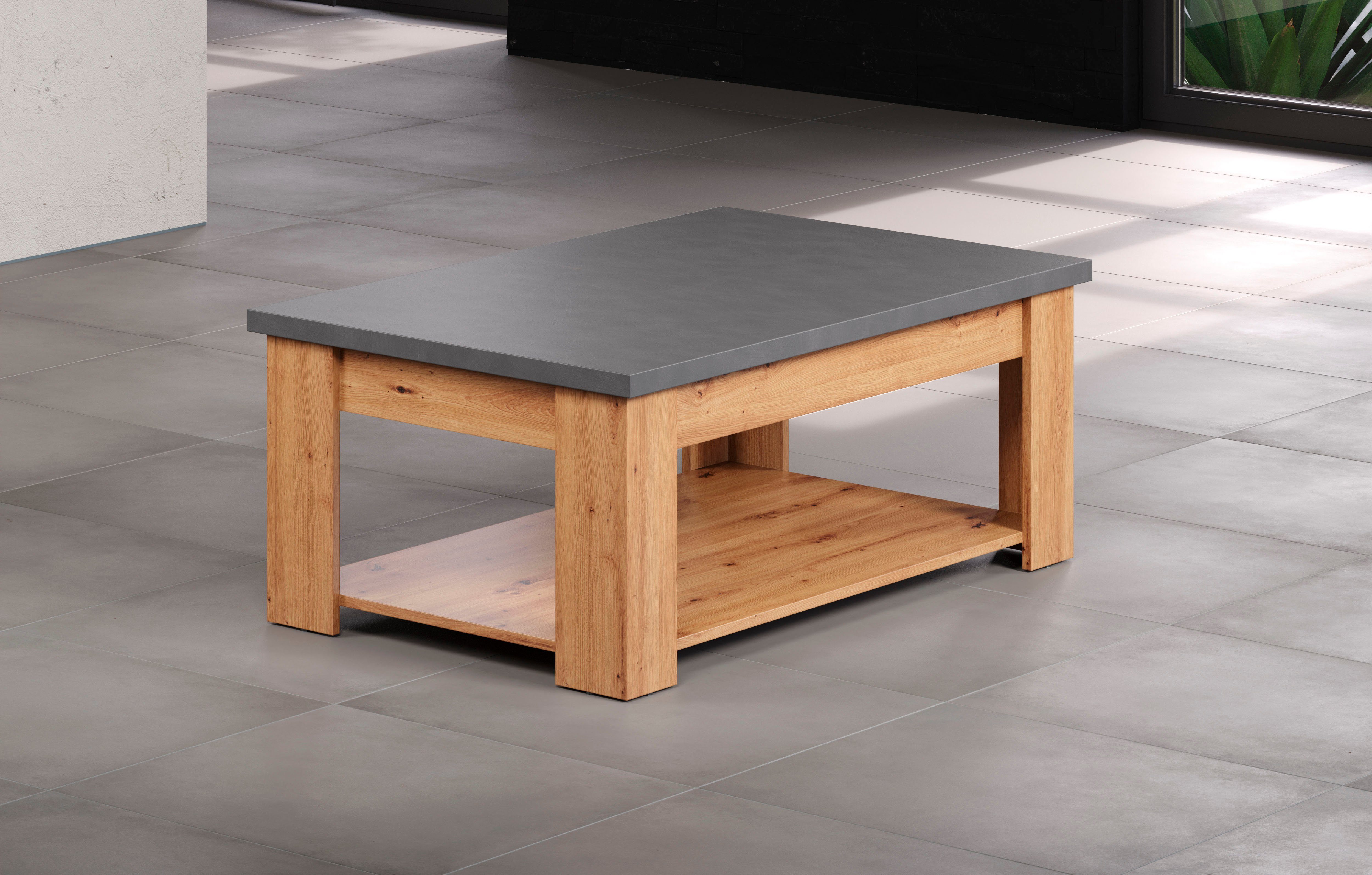 Home affaire Salontafel Ambres rechthoekige salontafel met plank - afmetingen (b/d/h) 120/67/46 cm (1 stuk)