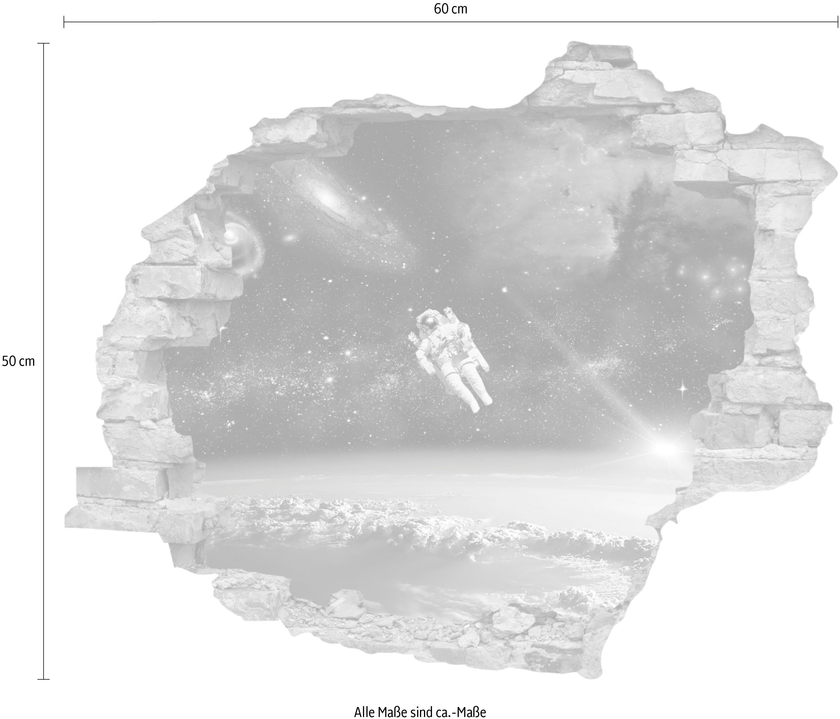 queence Wandfolie Astronaut Muursticker, muurdecoratie, zelfklevend, 3D, muurdurchbraak (1 stuk)
