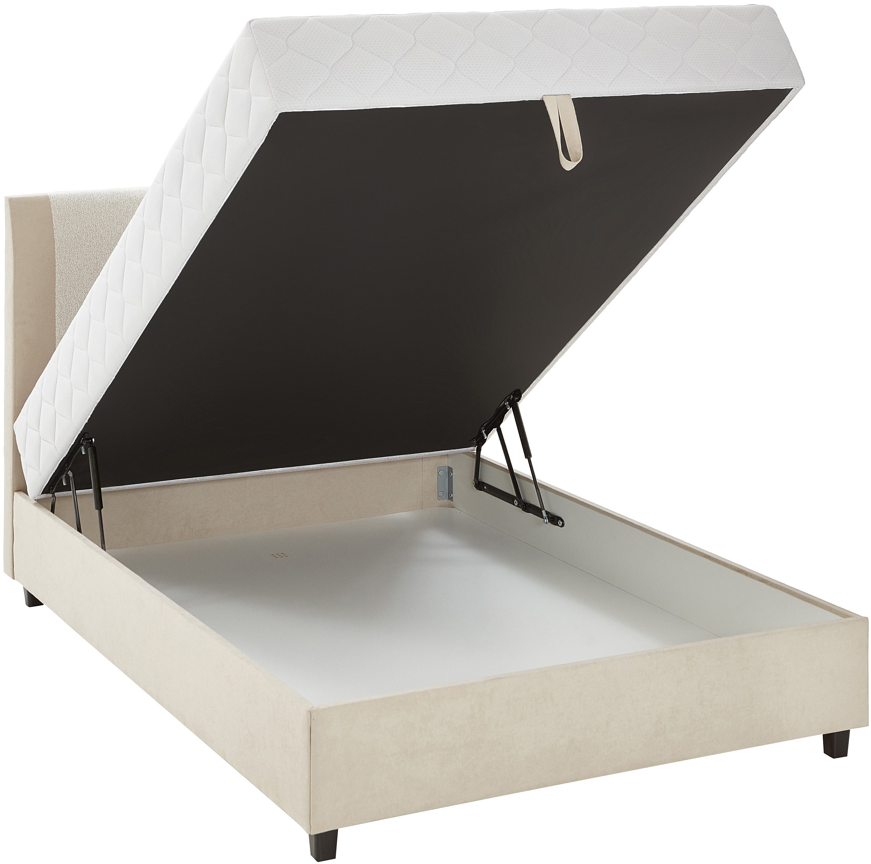 ATLANTIC home collection Boxspring Borgholm met pocketveringsmatras, bedkist en garnering in het hoofdbord