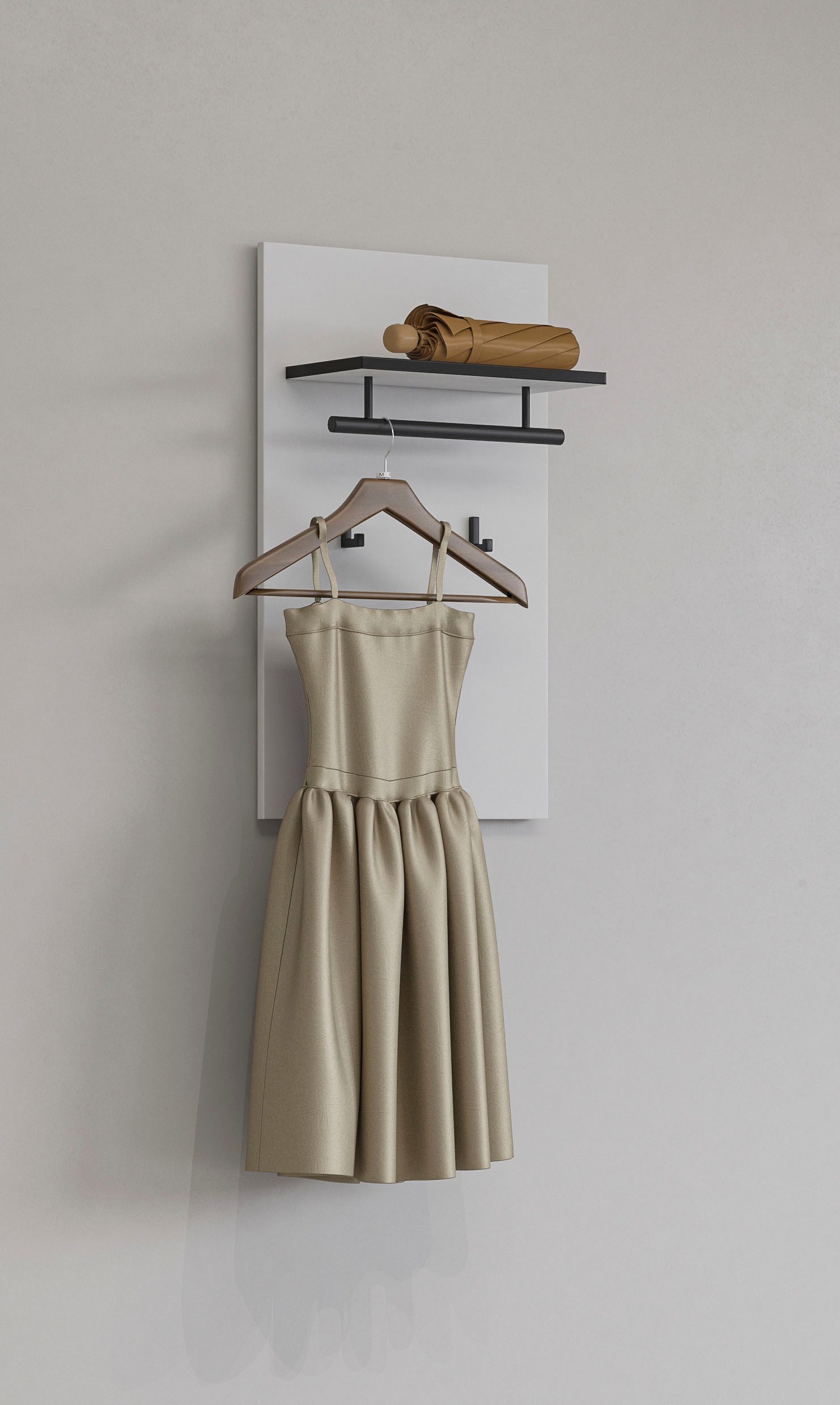 INOSIGN Kapstokpaneel Cross,Breedte 40 cm moderne wandplank met haken en kledingstang kapstokken wit