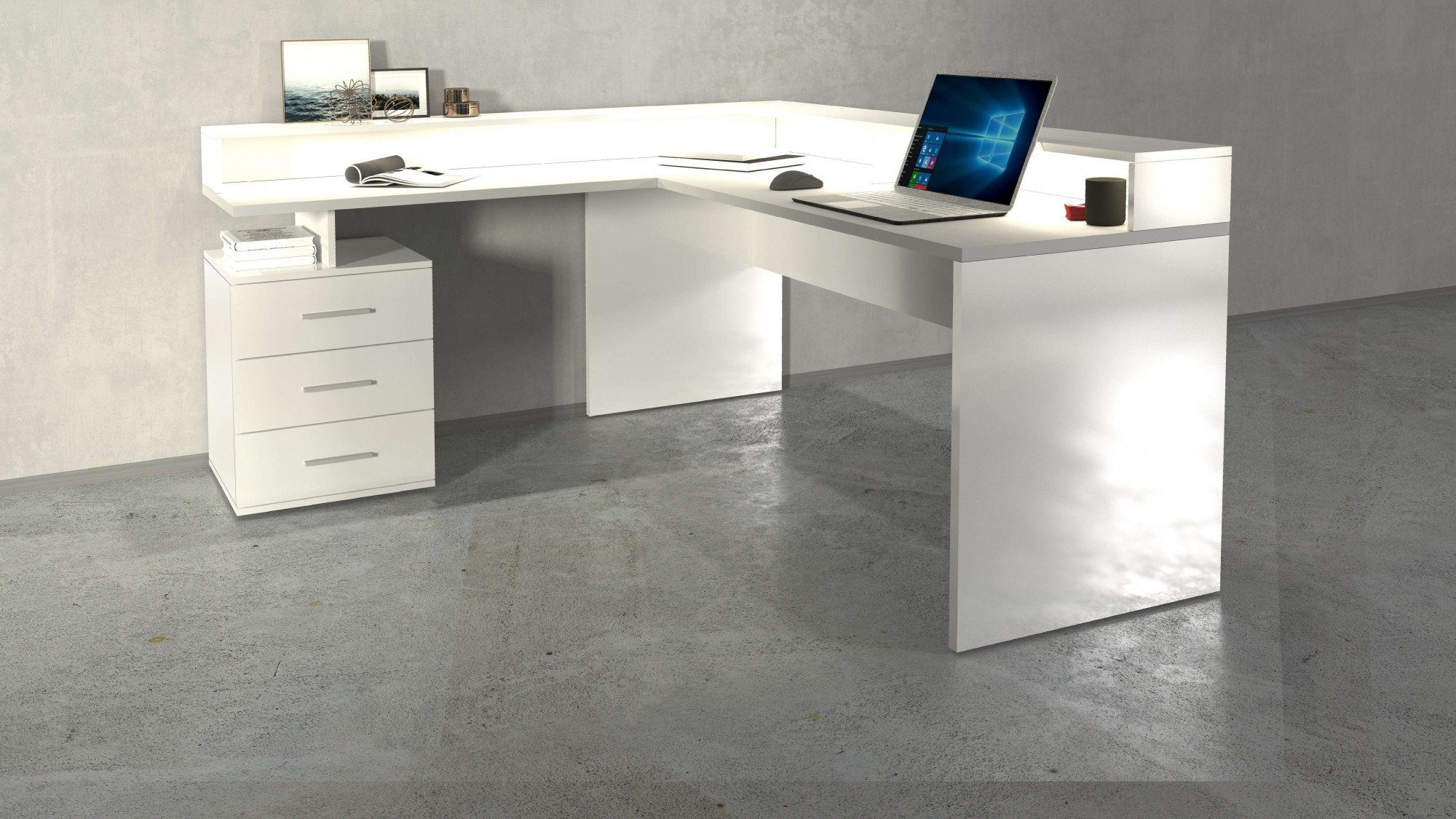 INOSIGN Hoekbureau New Selina Bureau, lades, met of zonder monitorsteun, B 180/160 cm