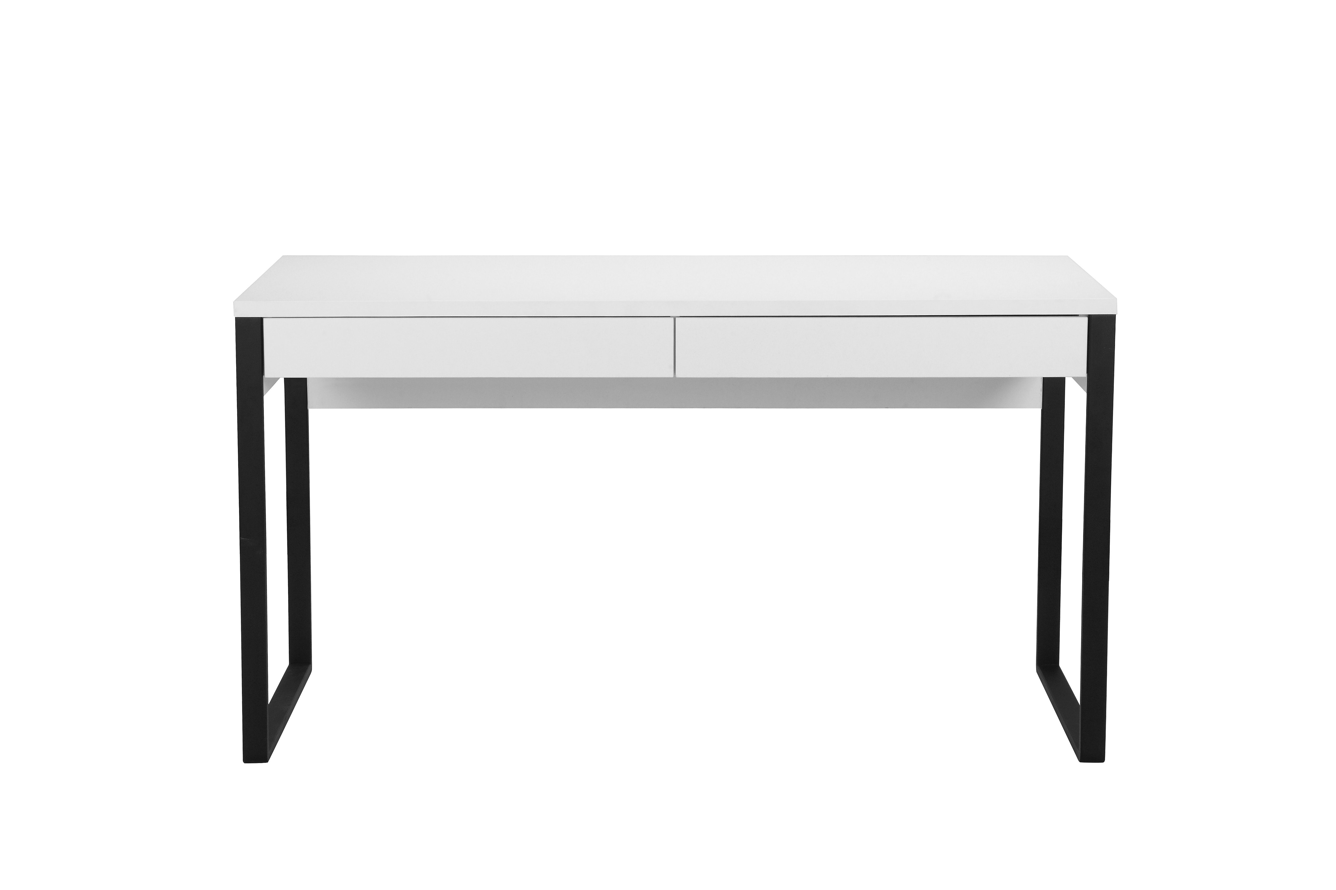 Places of Style Bureau Moid, Computertafel in modern design, Breedte 120/140/160 cm, met metalen poten & lade bureaus maat 140 cm x 77 cm x 60 cm wit