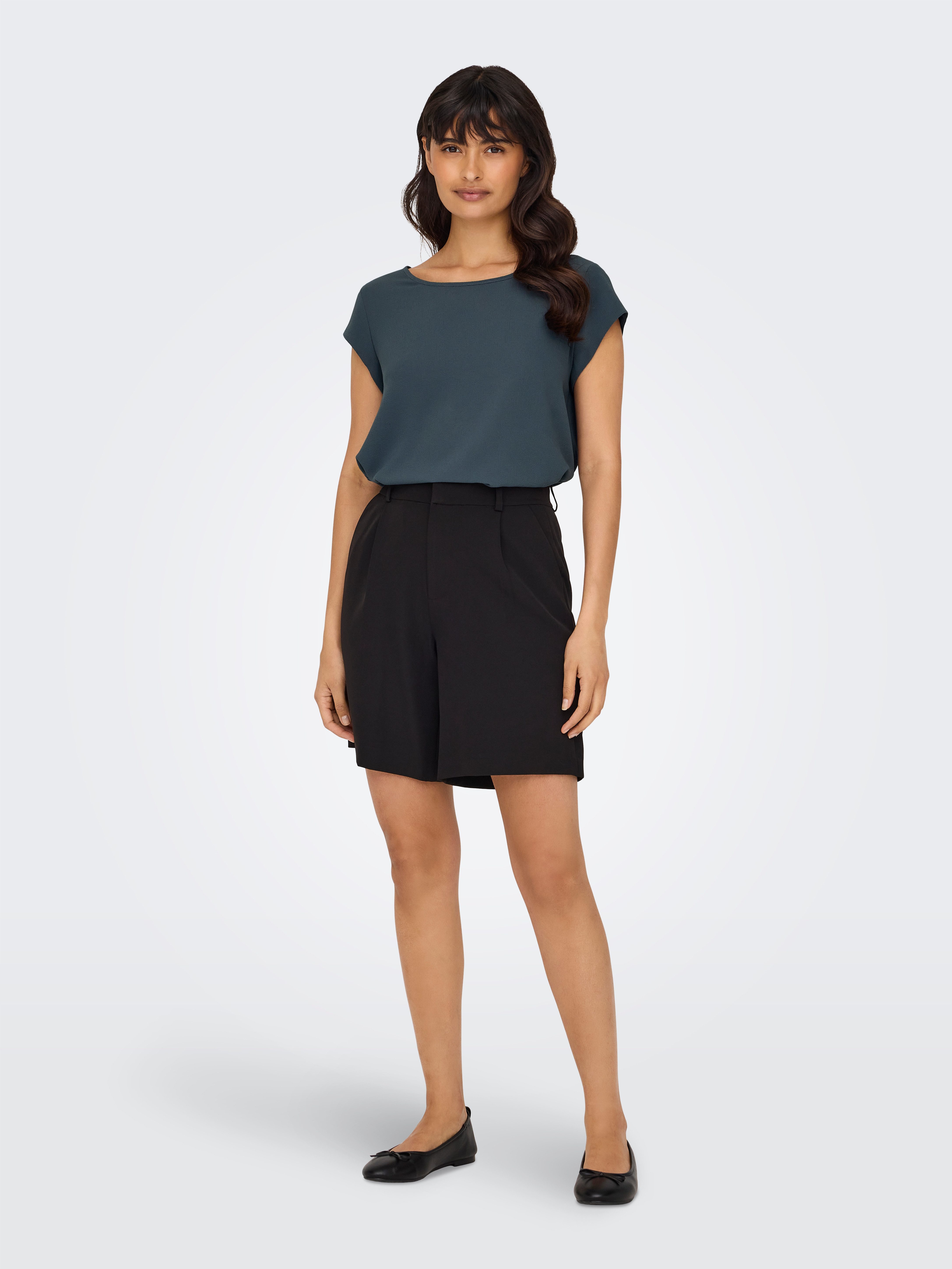 Only Blouse met korte mouwen ONLVIC S/S SOLID TOP NOOS PTM