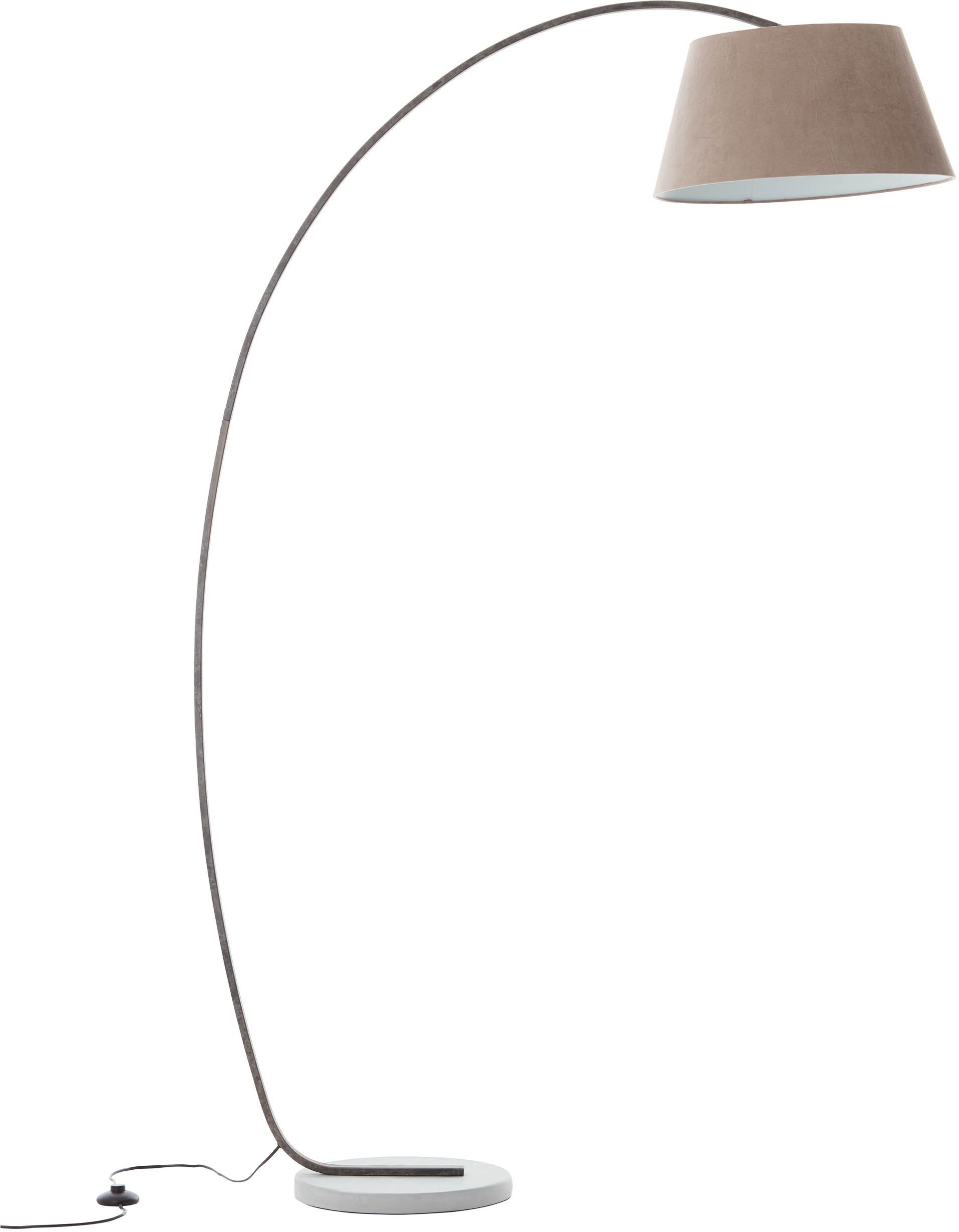 Brilliant Leuchten Booglamp Brok 196 cm hoogte, 121 cm uitsteek, e27, draaibaar, beton/metaal/textiel, taupe (1 stuk)