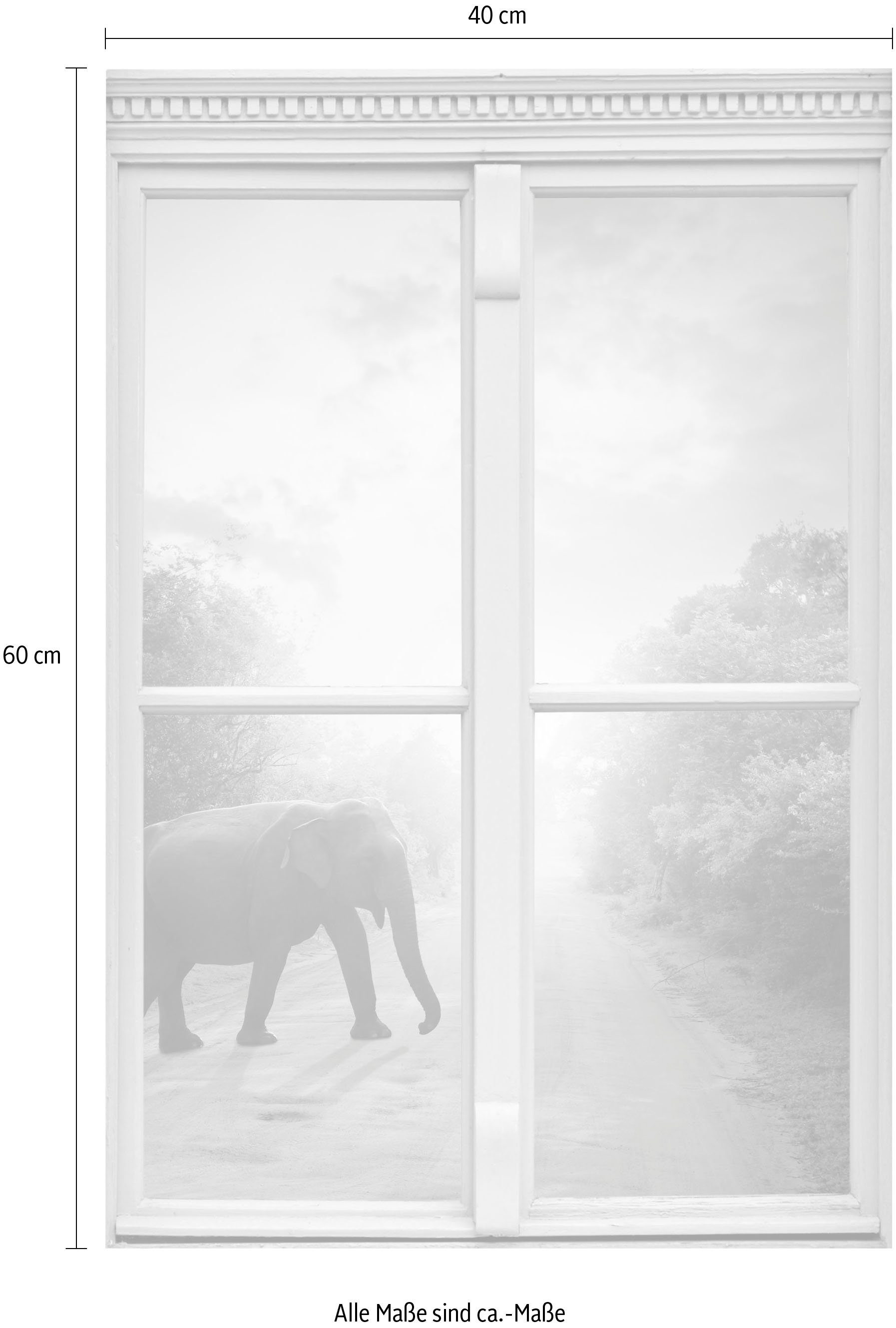 queence Wandfolie Olifant Muursticker, muurdecoratie, zelfklevend, 3D, raam