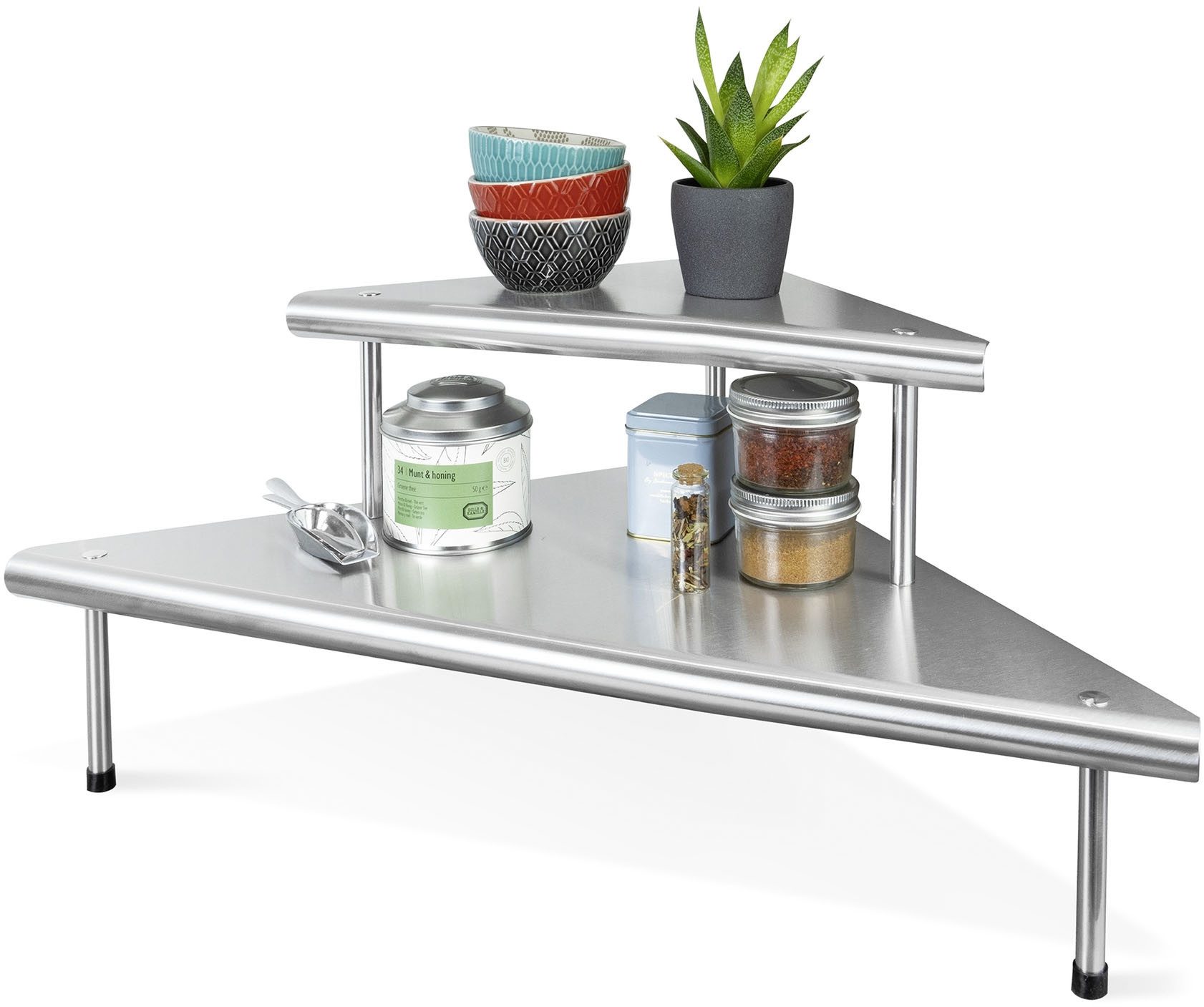 Maximex Keukenrek Massivo Duo Hoekrek voor de keuken, 2 planken, meer ruimte op het werkblad