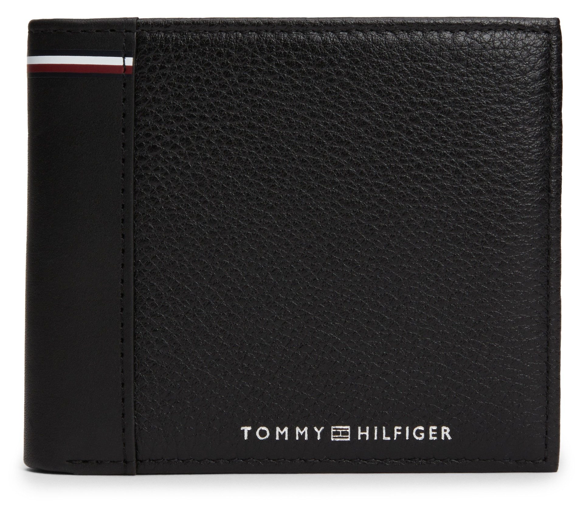 Tommy Hilfiger Zwarte Leren Heren Portemonnee Eenvoudige Stijl Black Heren