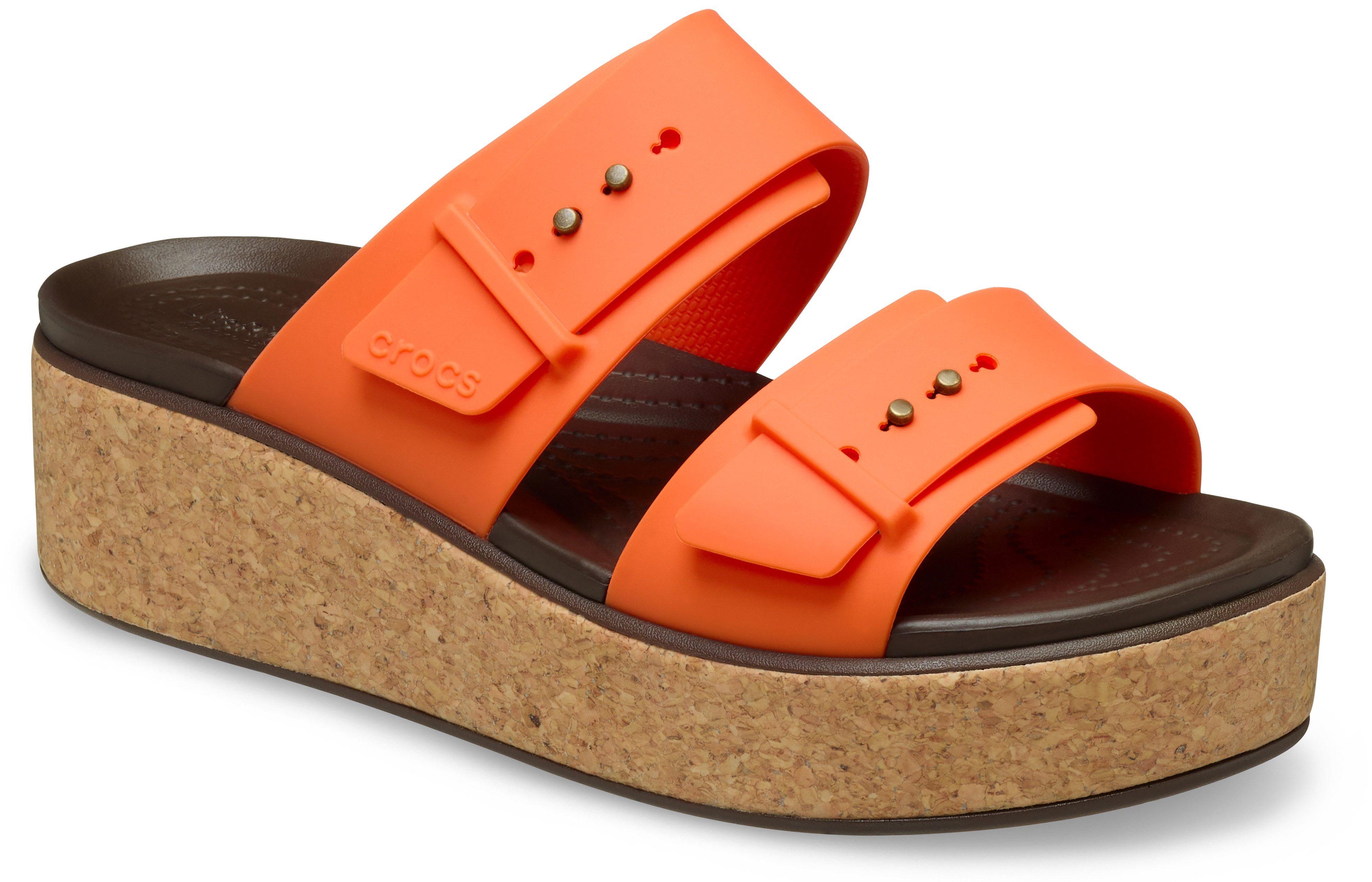 Crocs Sleehakmuiltjes Brooklyn Cork Buckle dames sandalen met sleehak maat 38 oranje