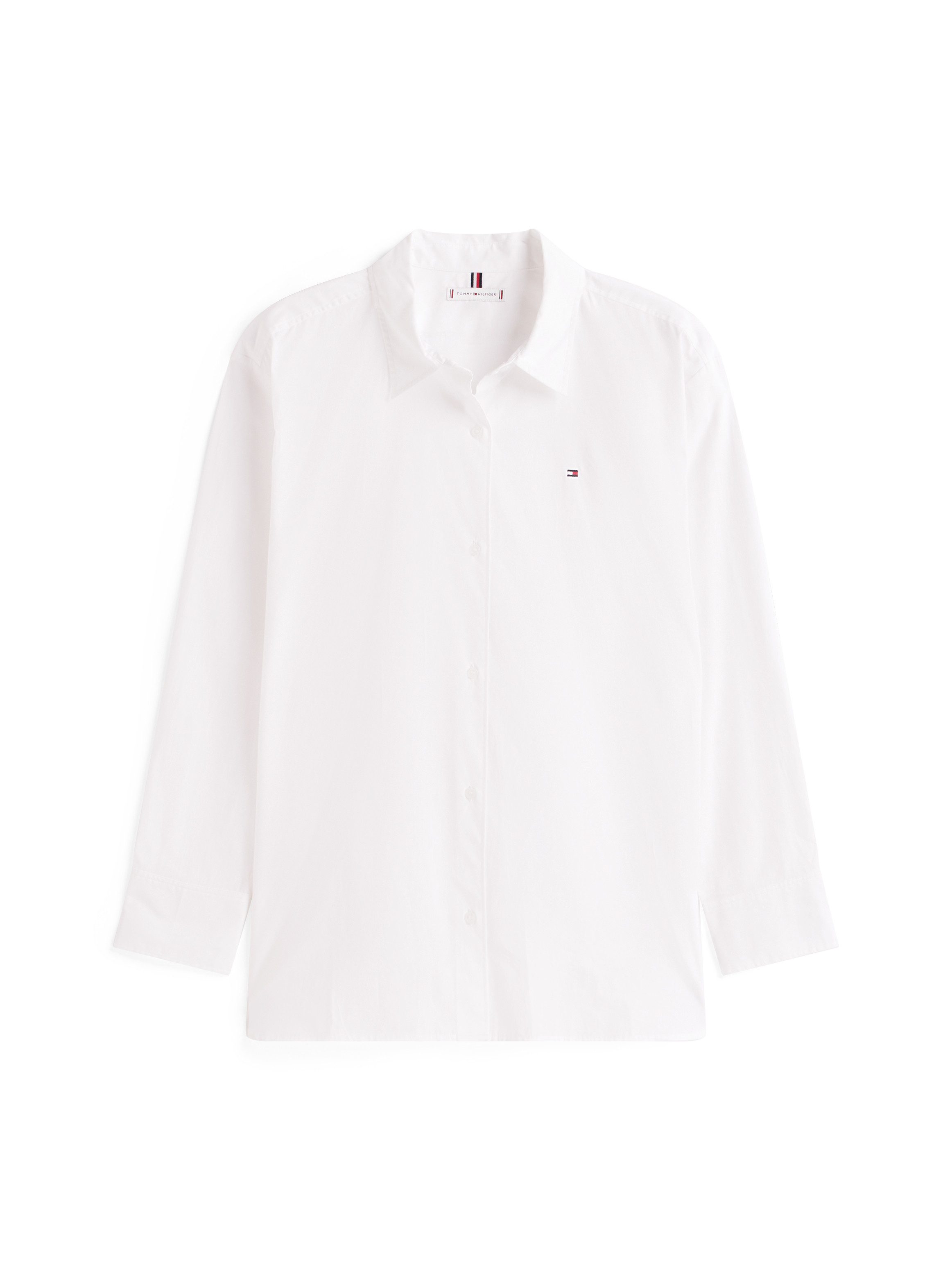 Tommy Hilfiger Overhemdblouse ESS POPLIN EASY FIT SHIRT Achter langer gesneden met afgeronde zoom