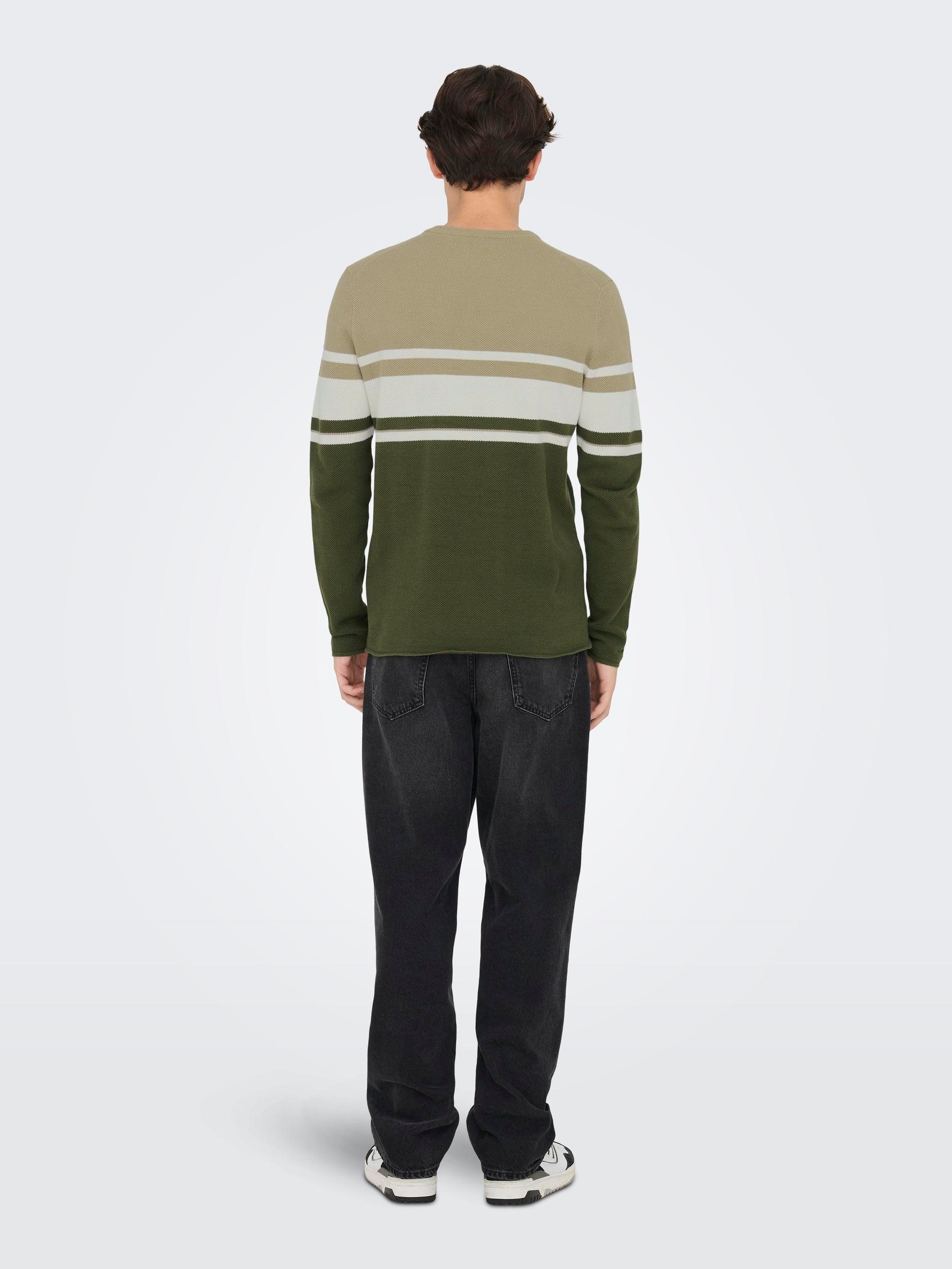 ONLY & SONS Trui met ronde hals ONSNIGUEL REG 12 BLOCK CREW KNIT