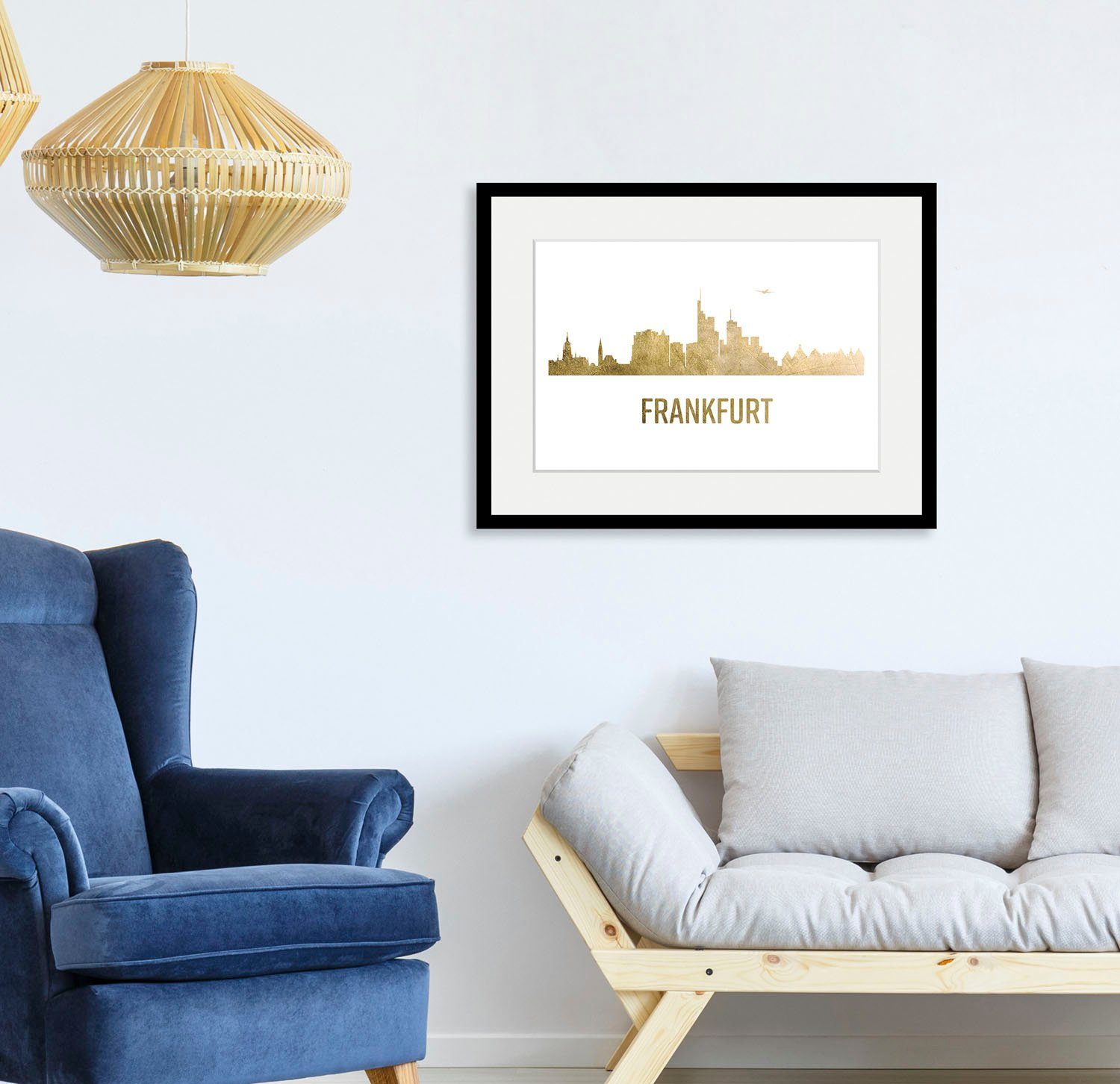 queence wanddecoratie Frankfurt Skyline GOLD