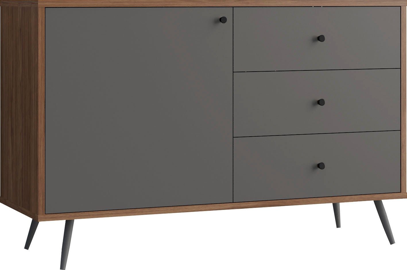 SalesFever Dressoir Kast in moderne kleurencombinatie van walnoot en grijs