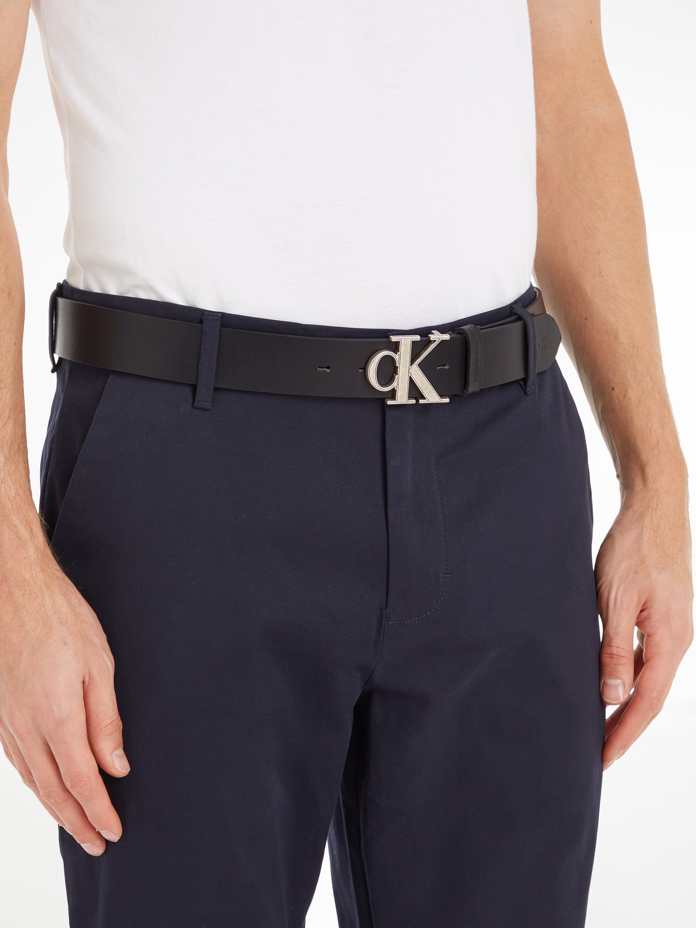 Calvin Klein Leren riem MONOGRAM HARDWARE 35MM