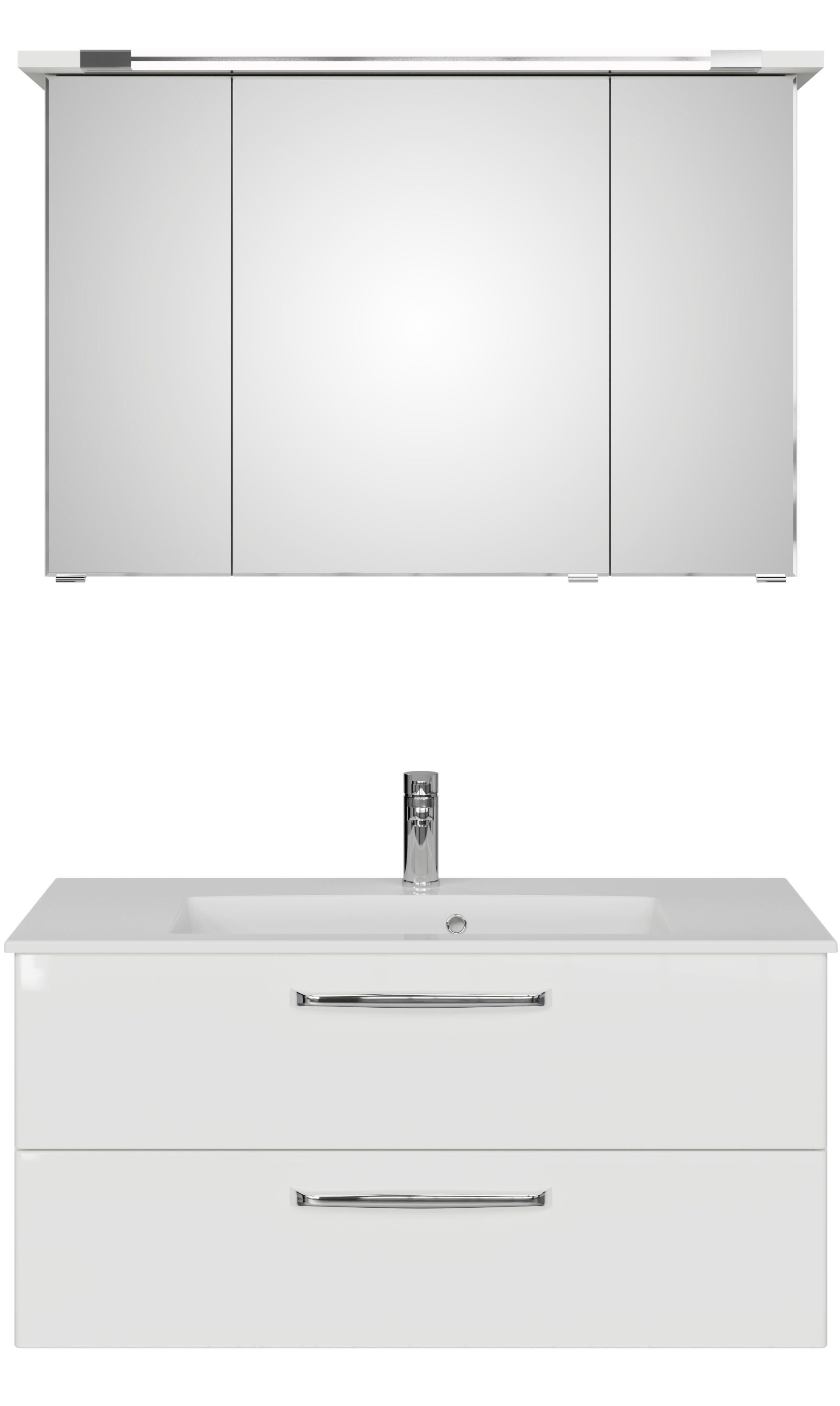 Saphir Badmeubelset Trentino 2-delig mineralen marmer wasbak, spiegelkast met LED-profiel (3 stuks)