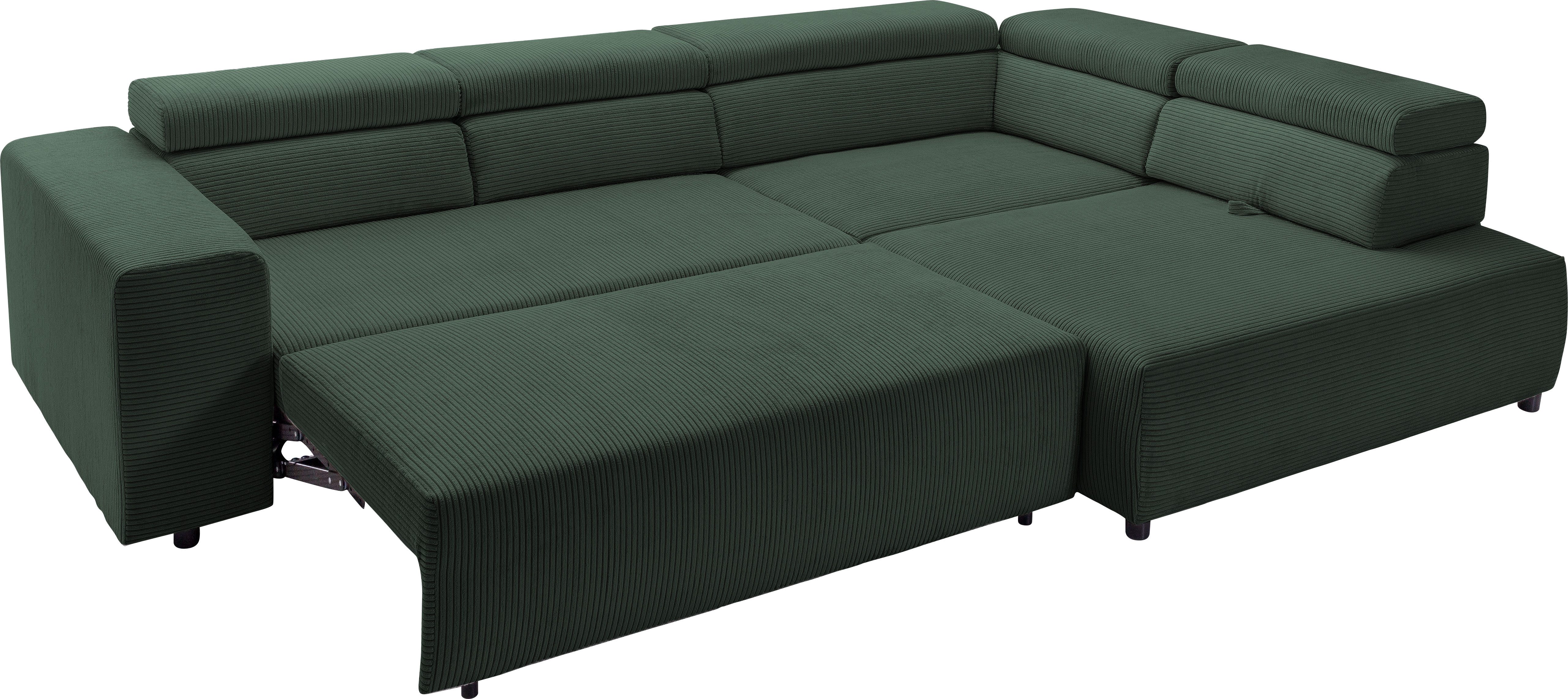 exxpo - sofa fashion Hoekbank VITTORIO met comfortfuncties, comfortabel en modern, cord, L-vorm incl. hoofdsteun- en zitdiepteverstelling, optioneel met bedfunctie