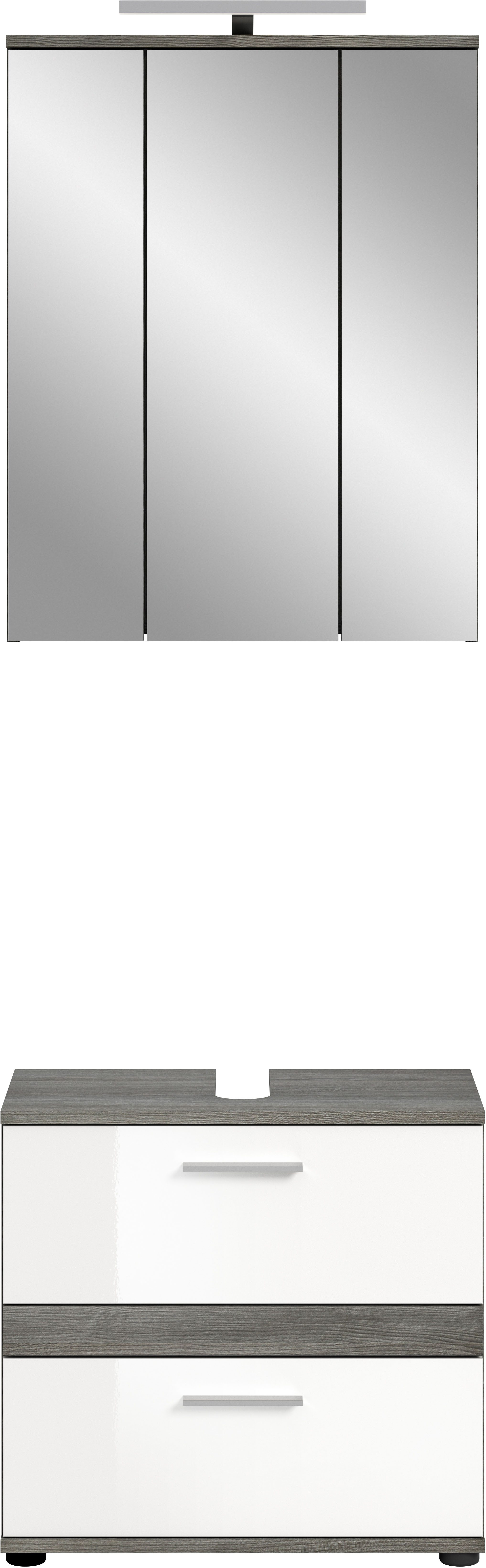 welltime Badmeubelset Lucca, bestaande uit: 1x wastafelonderkast & 1x spiegelkast (set, 2 stuks)