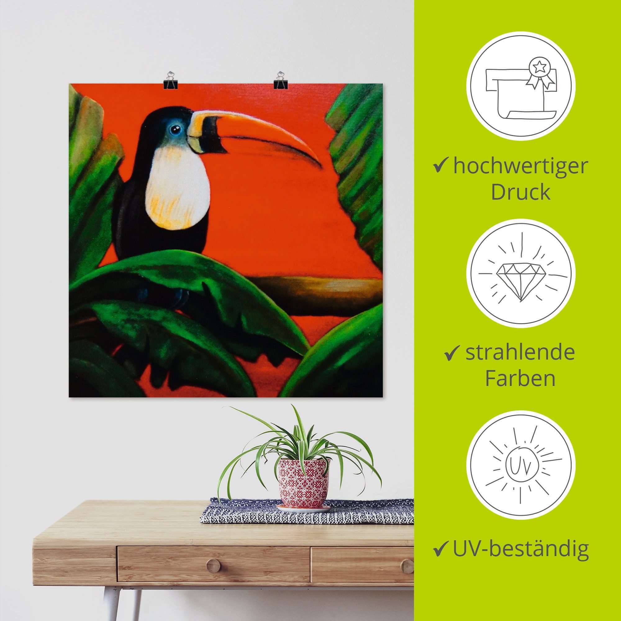 Artland Artprint Toekan als poster, muursticker in verschillende maten