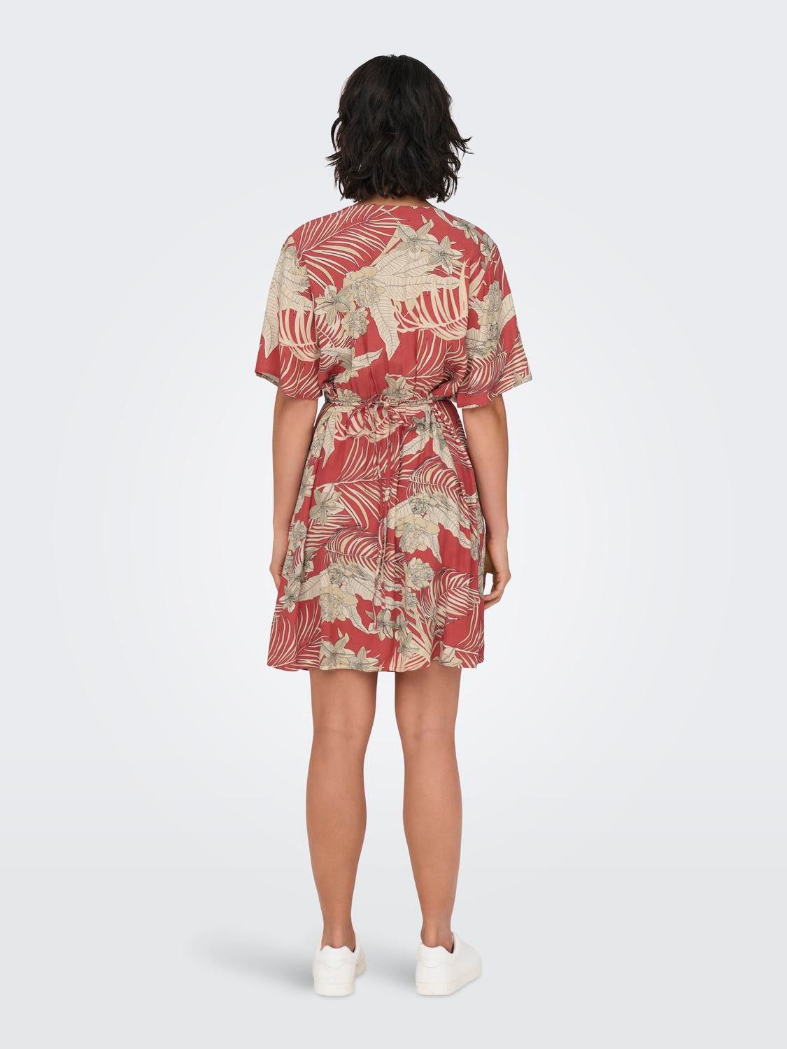Only Gedessineerde jurk ONLPALINA LIFE 2/4 WRAP DRESS PTM