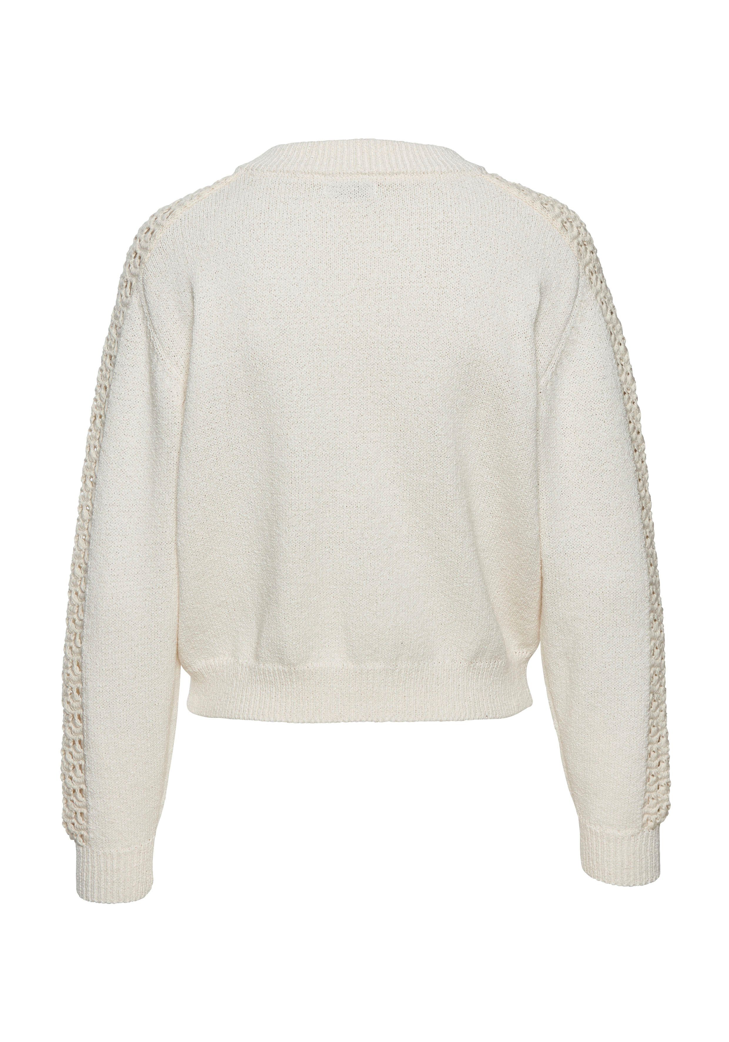 Vivance Ajourvest met haakdetails aan de mouw, knuffelzachte cardigan, modieus