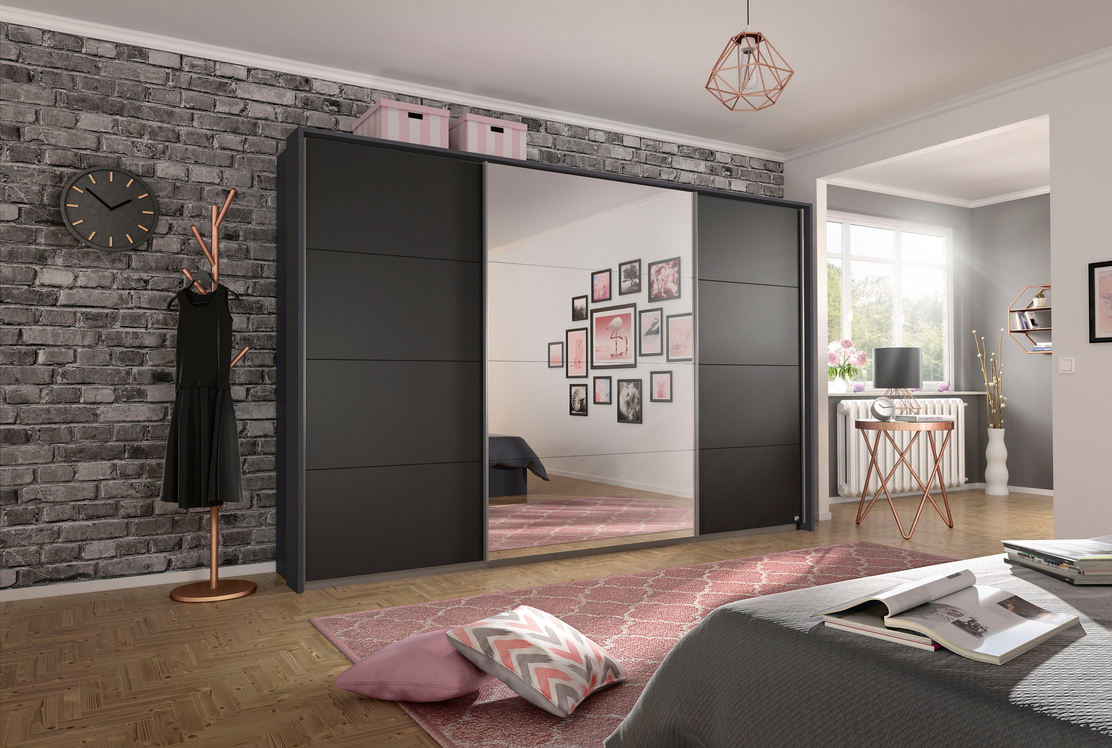 rauch Schuifdeurkast Kledingkast kast garderobe CORTONA met passe-partout en optionele verlichting inclusief indeling 2 boxen en planken