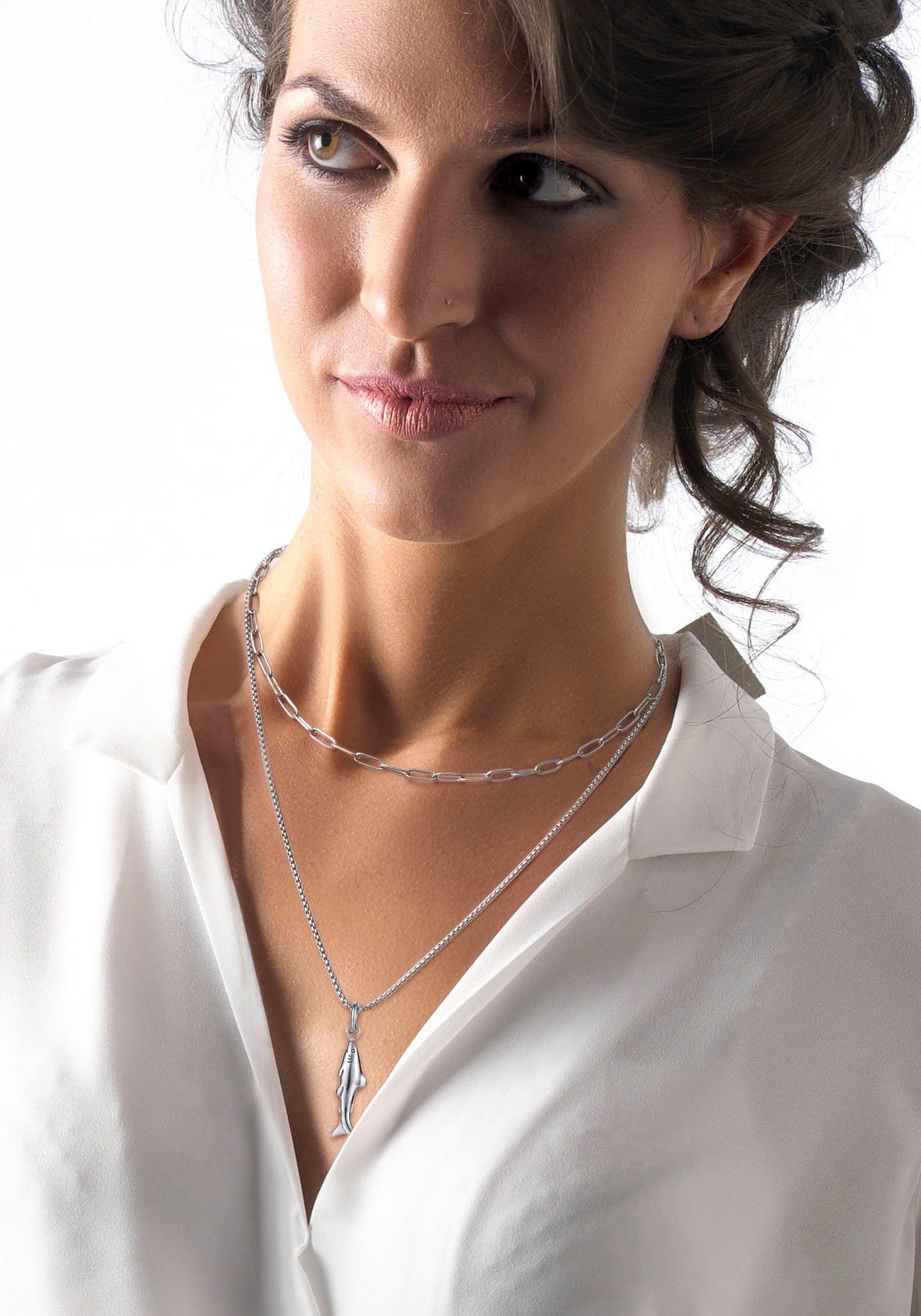 Firetti Ketting met hanger Sieraad cadeau roestvrijstalen halsketting haai (set, 1-delig)