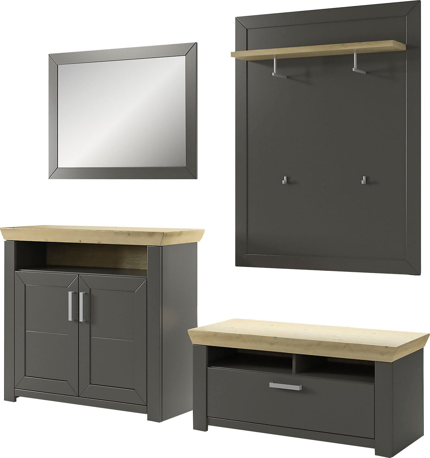 set one by Musterring Halmeubelset GA York Kombi 56 met garderobe paneel en spiegel (set, 4-delig)