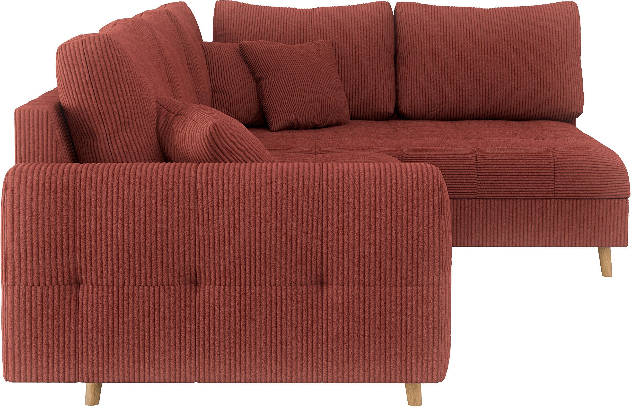 Home affaire Hoekbank CHARRE L-vorm met ottomane, afmetingen B/D/H: 231/161/81 cm fijne stiksels, losse rug- en sierkussens, ook in cord en bouclé